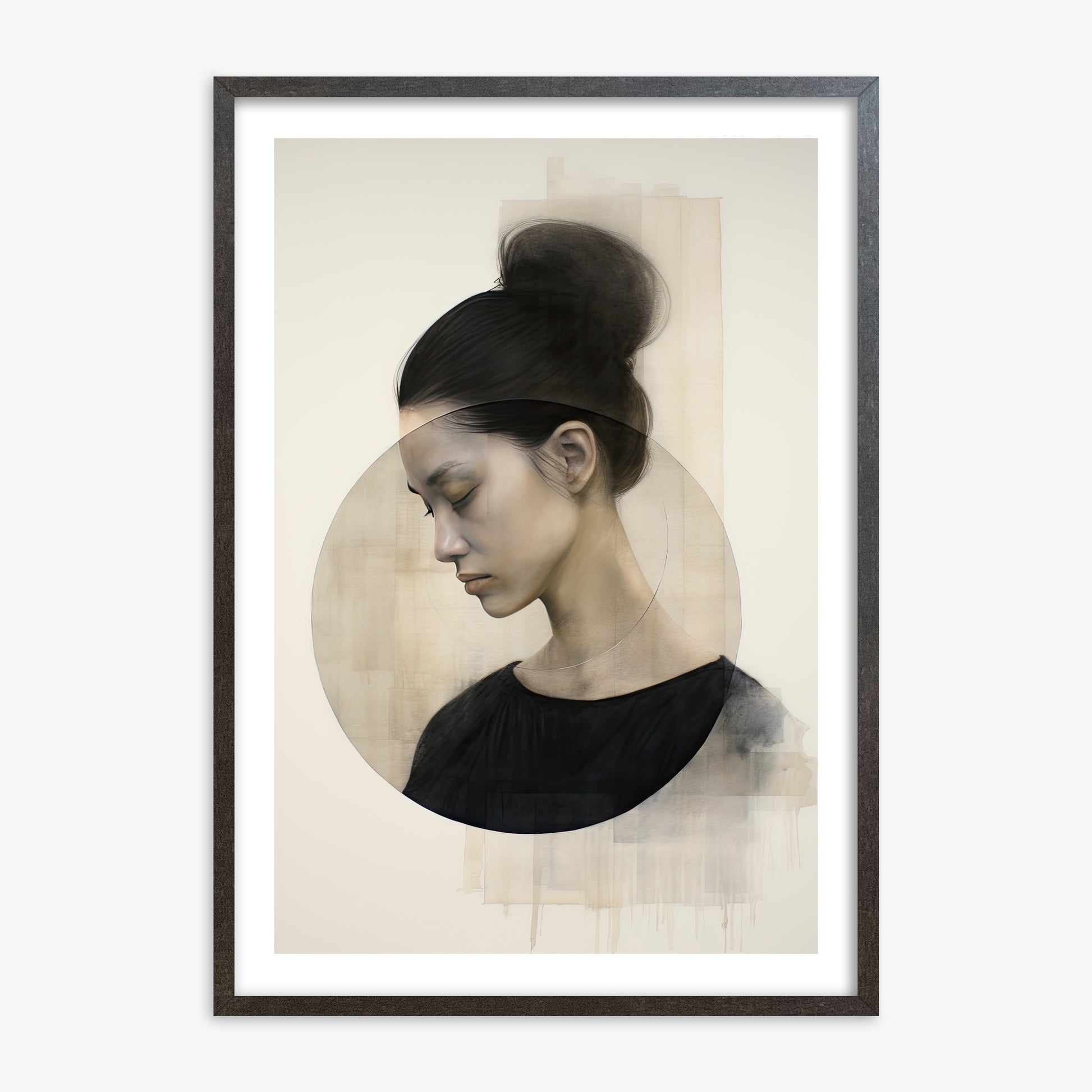 Serene Contemplation, 70x100cm Framed Art Reproduction With Espresso Frame
