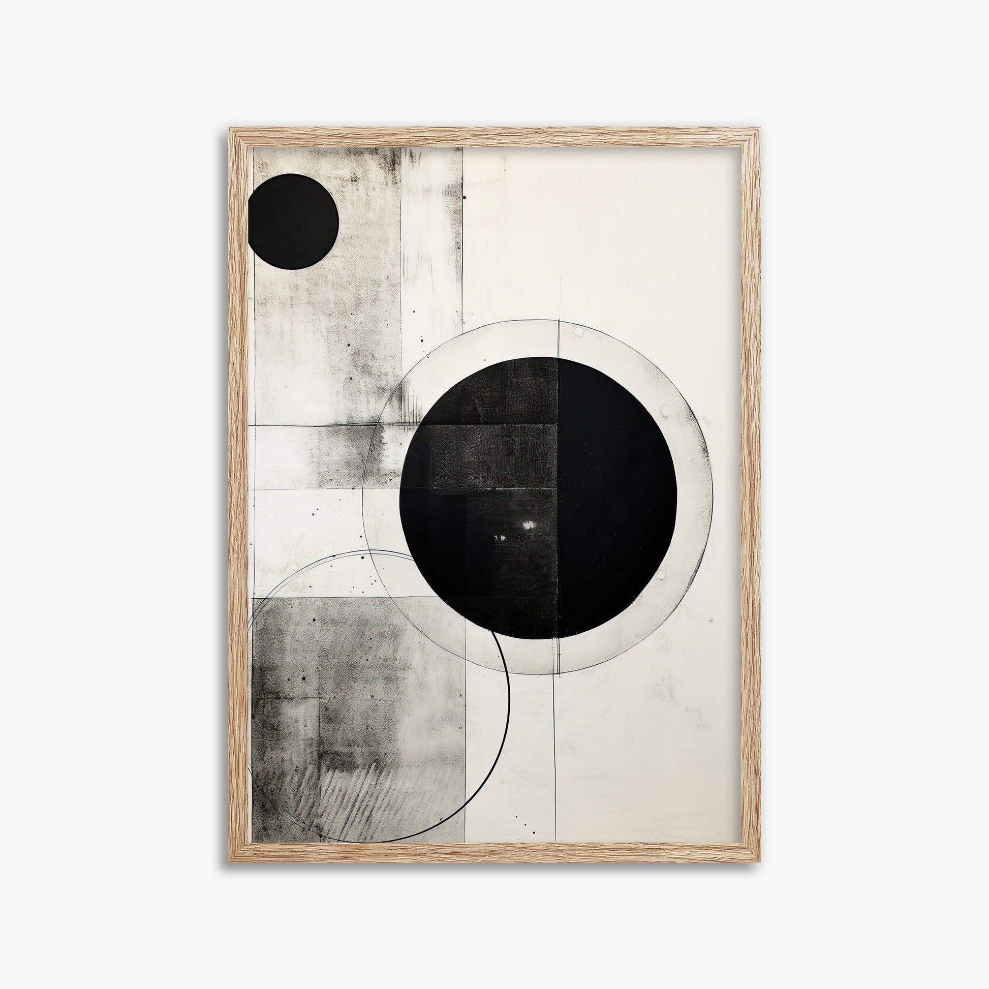 Eclipse Geometry, 50x70cm Framed Art Reproduction With Raw Oak Frame