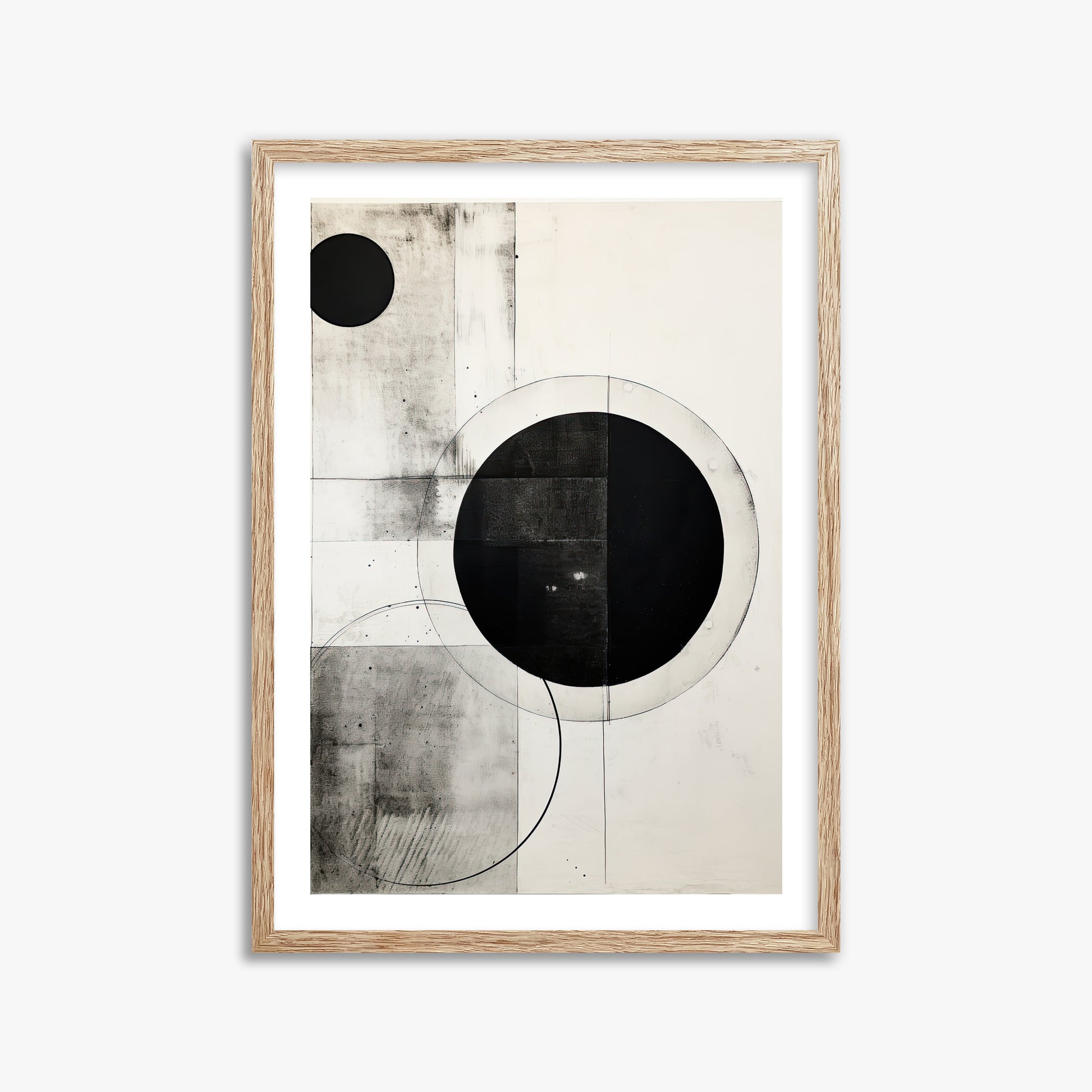 Eclipse Geometry, 50x70cm Framed Art Reproduction With Raw Oak Frame