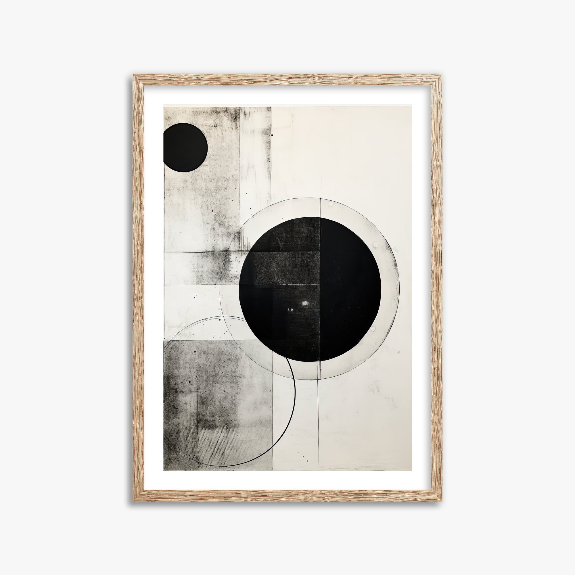 Eclipse Geometry, 50x70cm Framed Art Reproduction With Raw Oak Frame