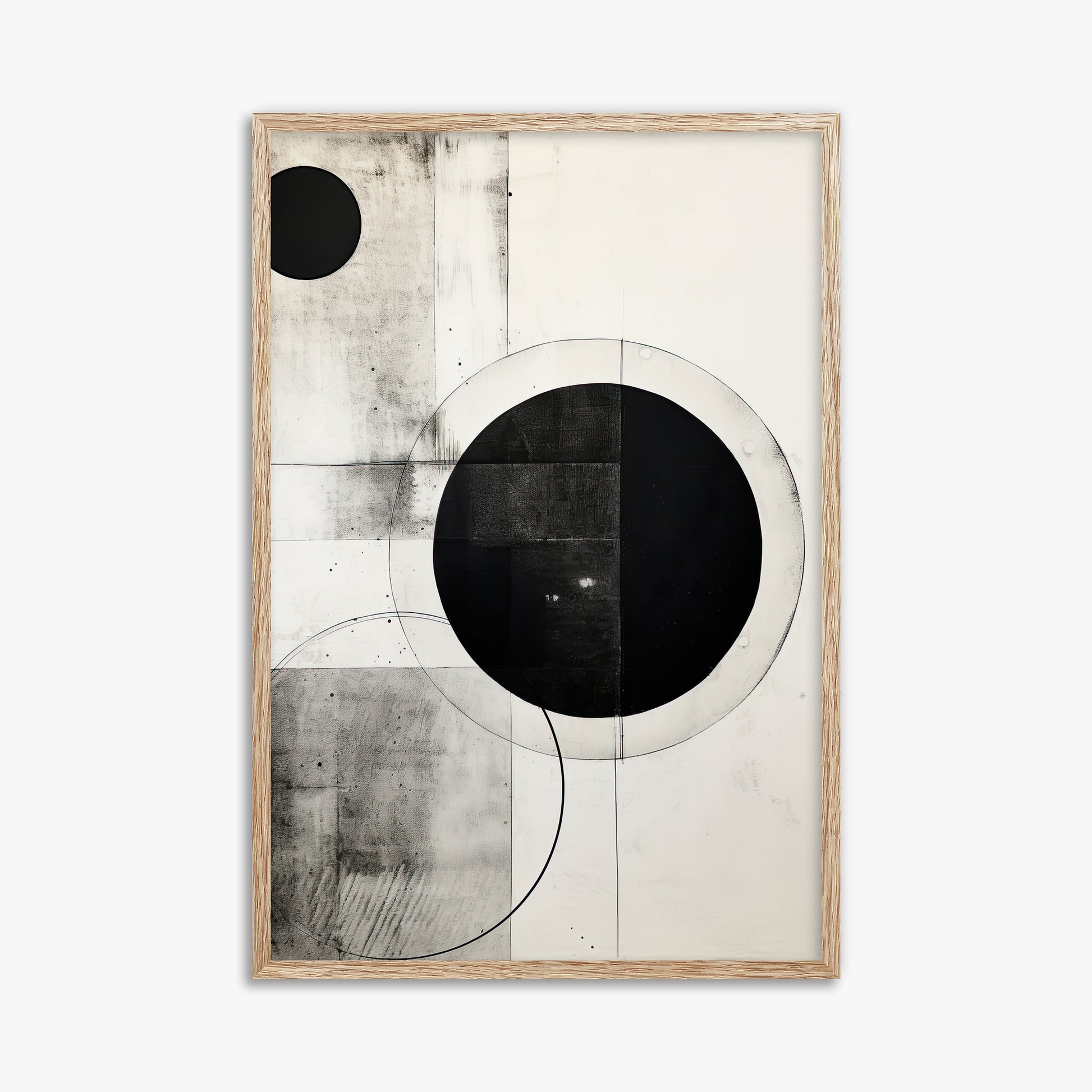 Eclipse Geometry, 61x91cm Framed Art Reproduction With Raw Oak Frame