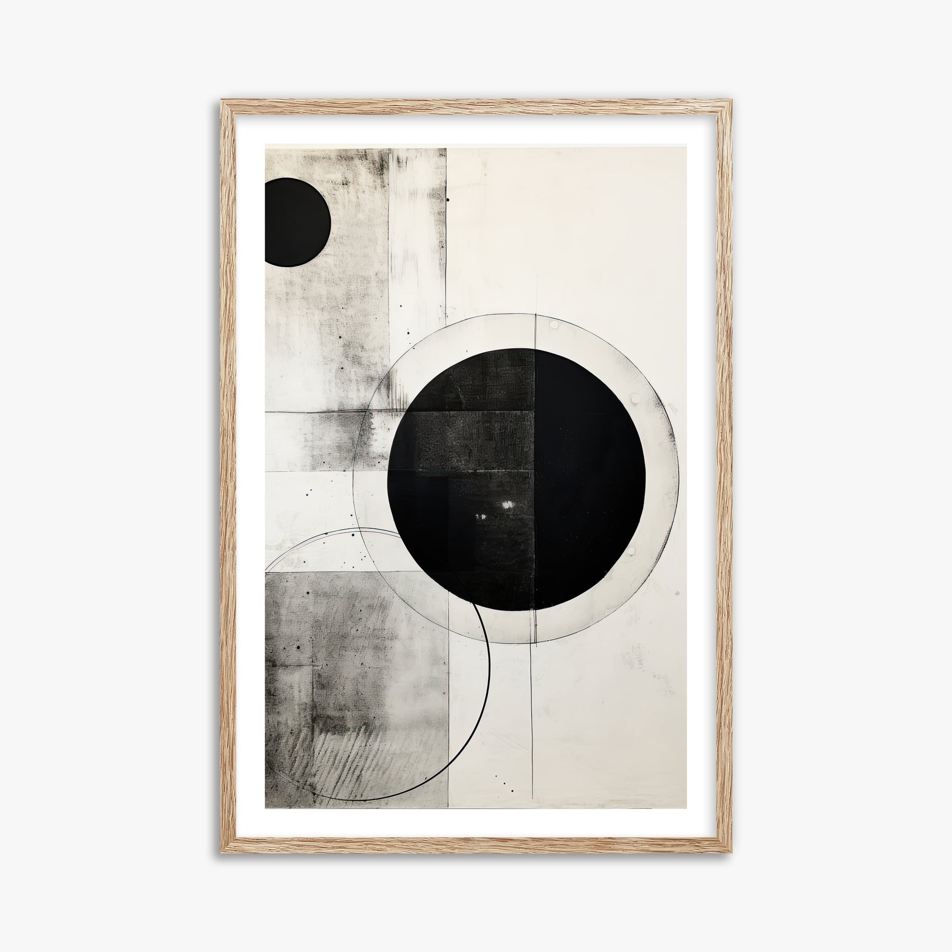 Eclipse Geometry, 61x91cm Framed Art Reproduction With Raw Oak Frame