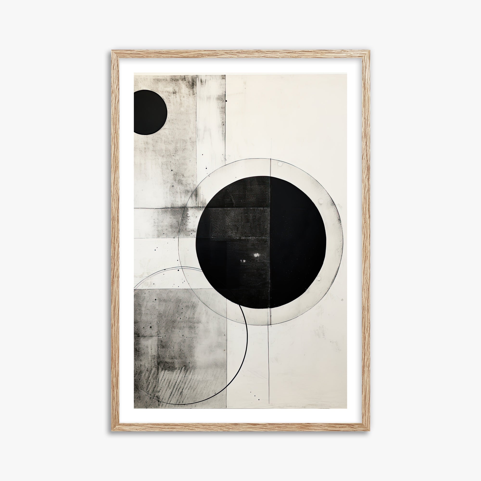 Eclipse Geometry, 61x91cm Framed Art Reproduction With Raw Oak Frame