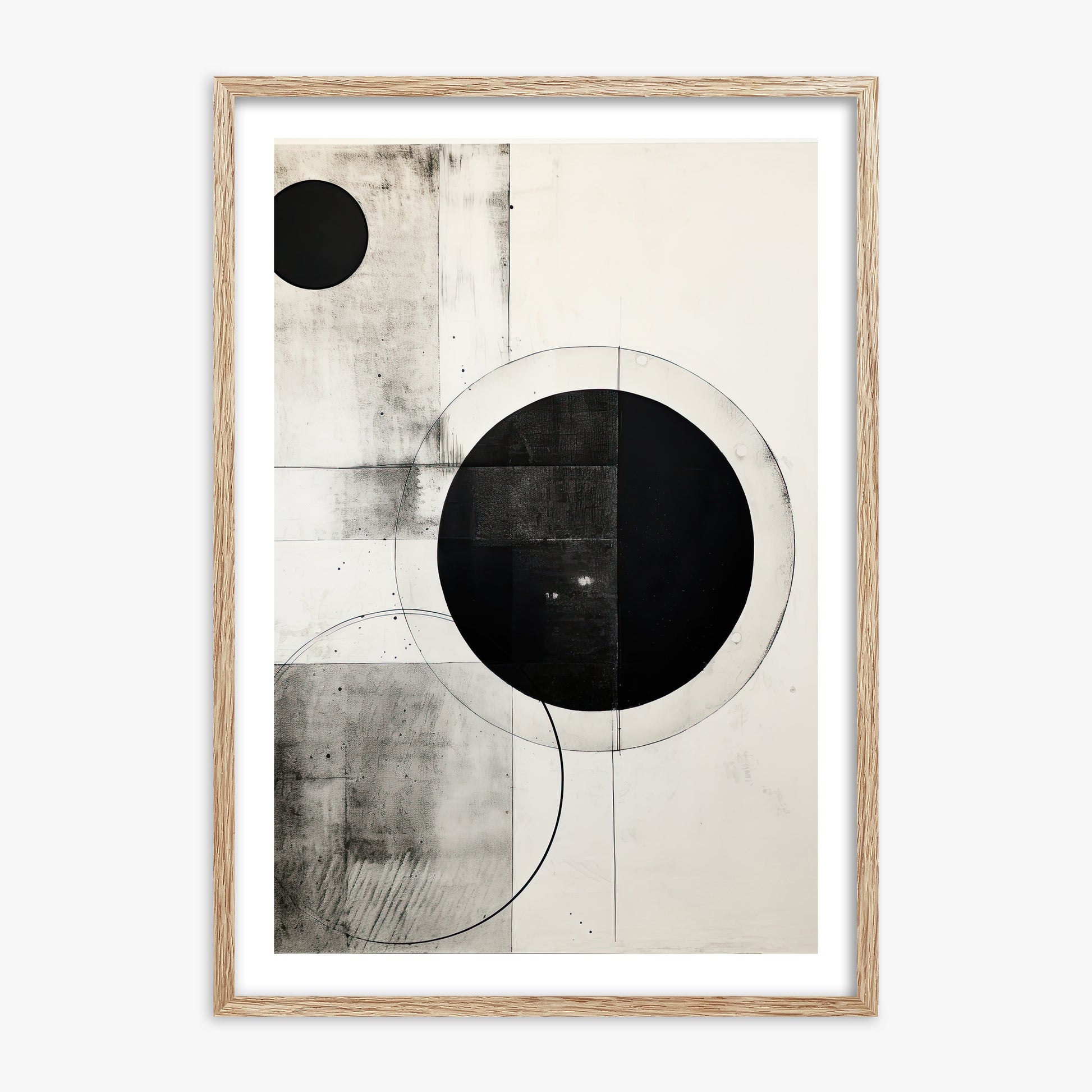 Eclipse Geometry, 70x100cm Framed Art Reproduction With Raw Oak Frame