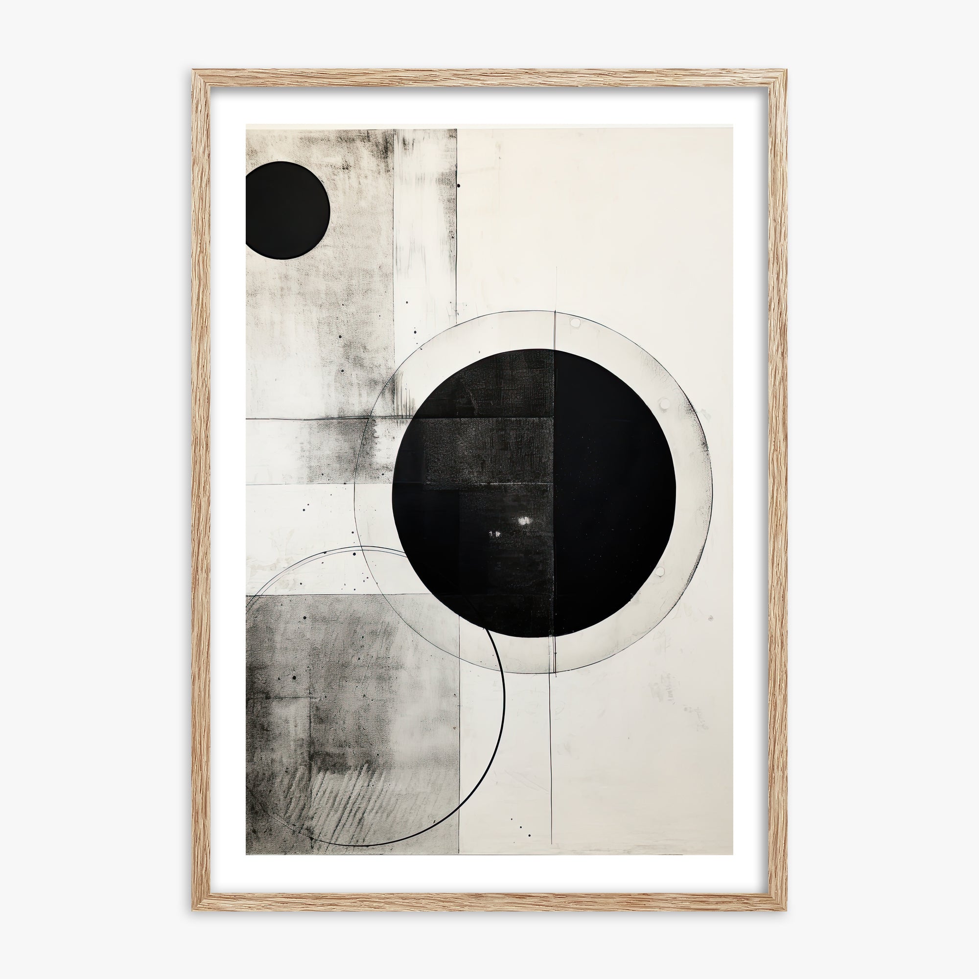 Eclipse Geometry, 70x100cm Framed Art Reproduction With Raw Oak Frame