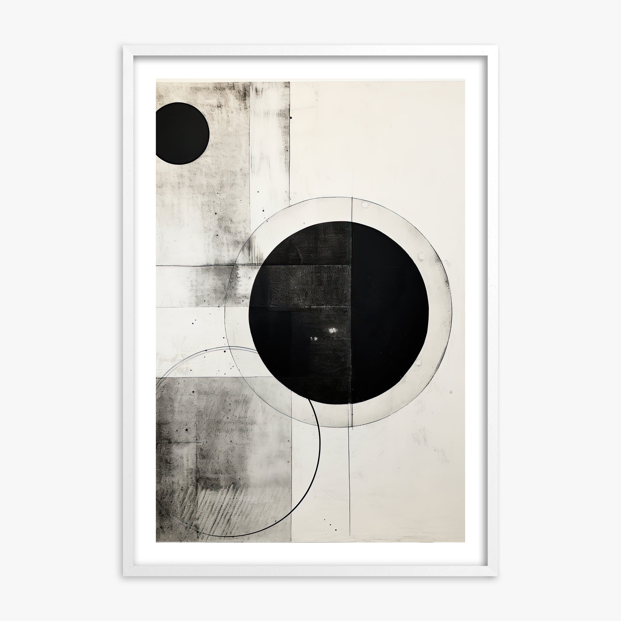 Eclipse Geometry, White Framed Poster With White Frame