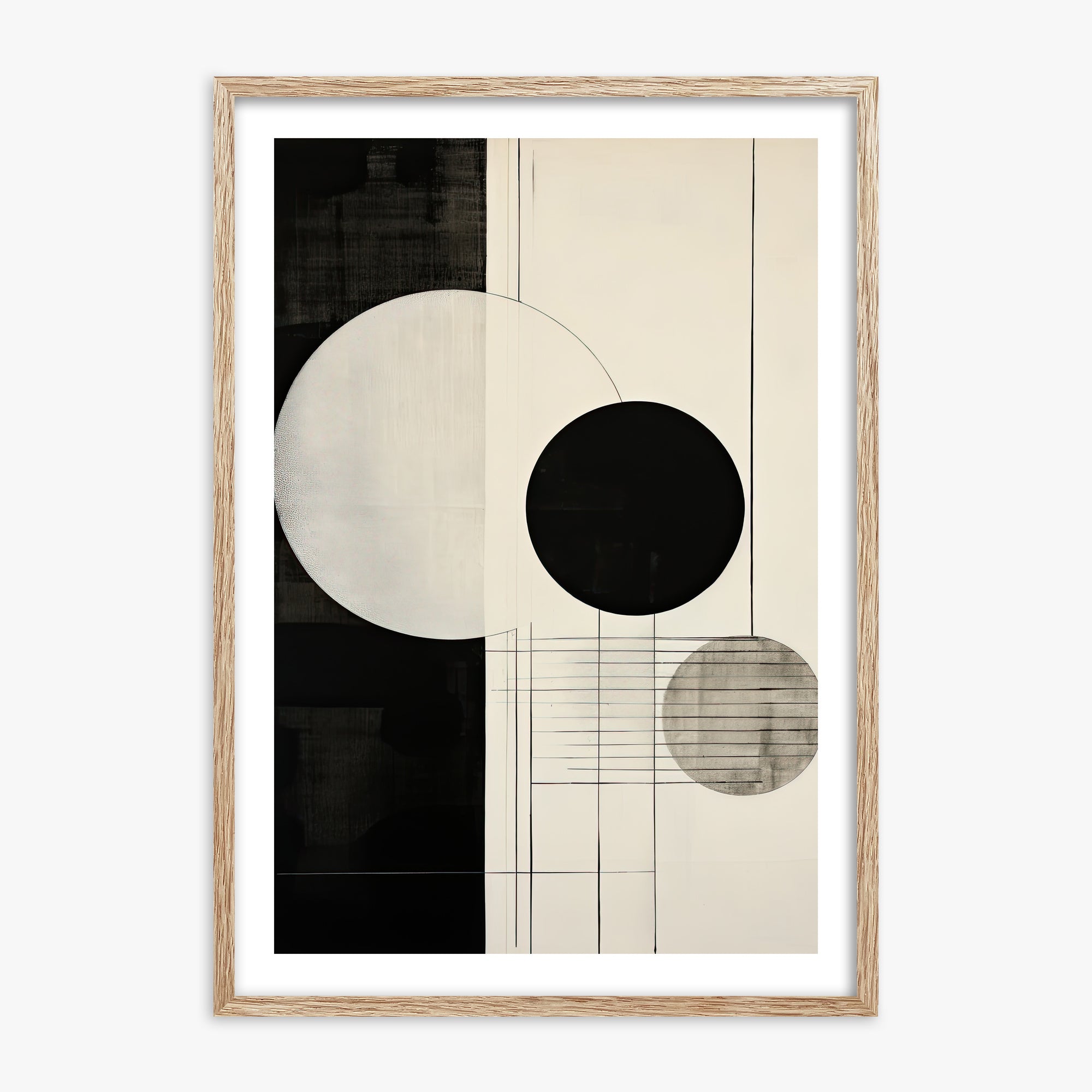 Tri-Phase Alignment, 70x100cm Framed Art Reproduction With Raw Oak Frame