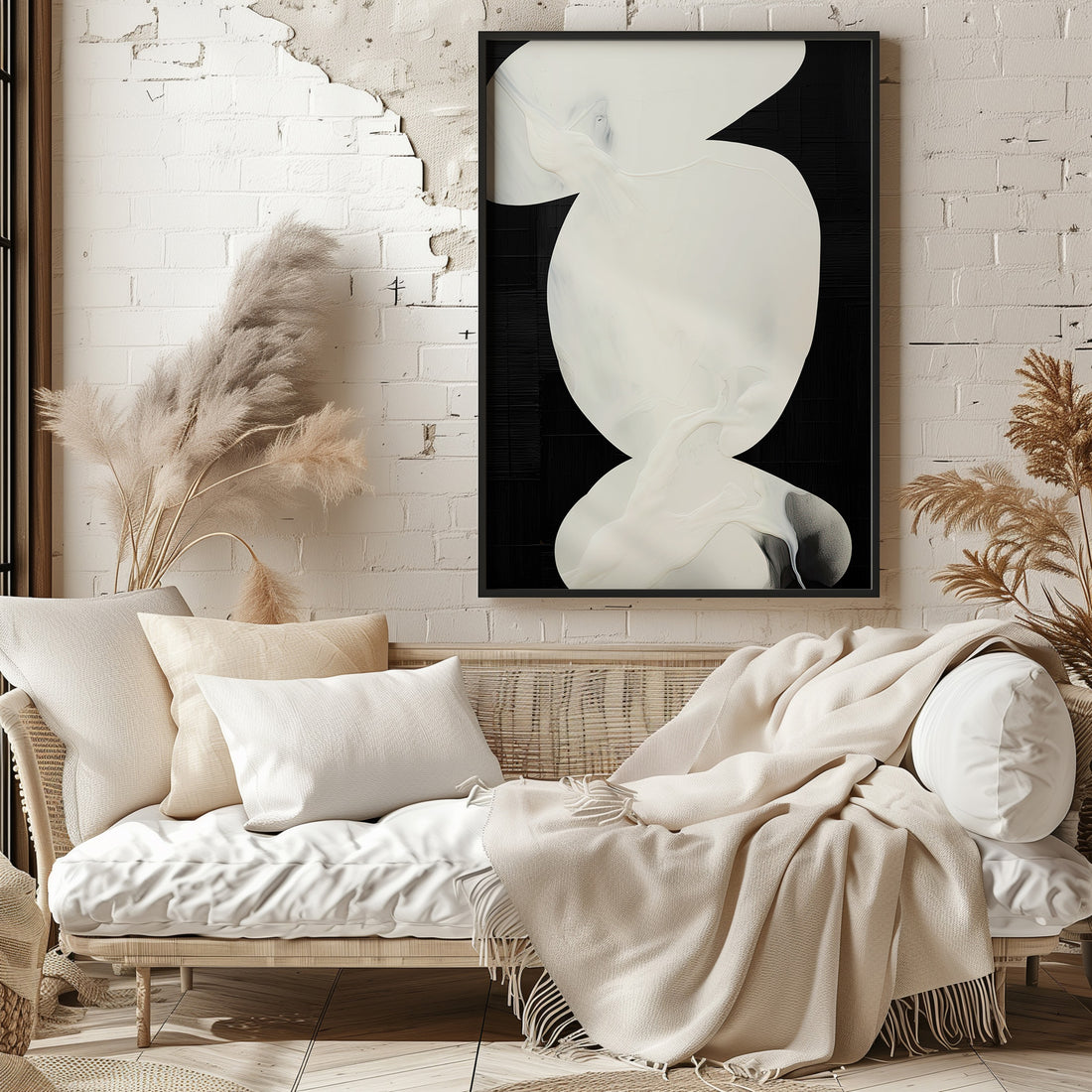 Ivory Silhouette, 50x70cm Framed Poster With Black Frame
