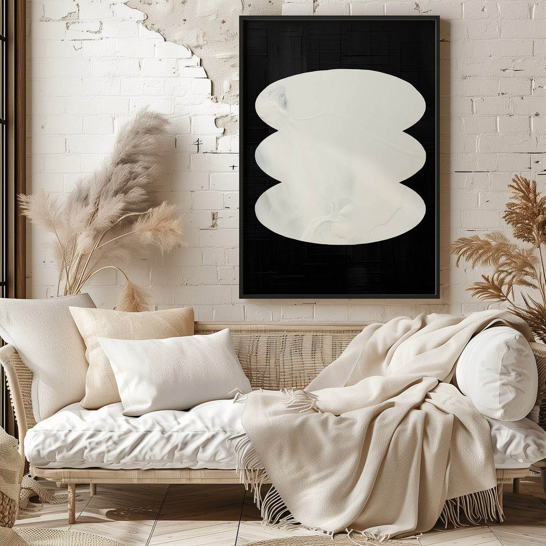 Dual Whispers, 50x70cm Framed Poster With Black Frame