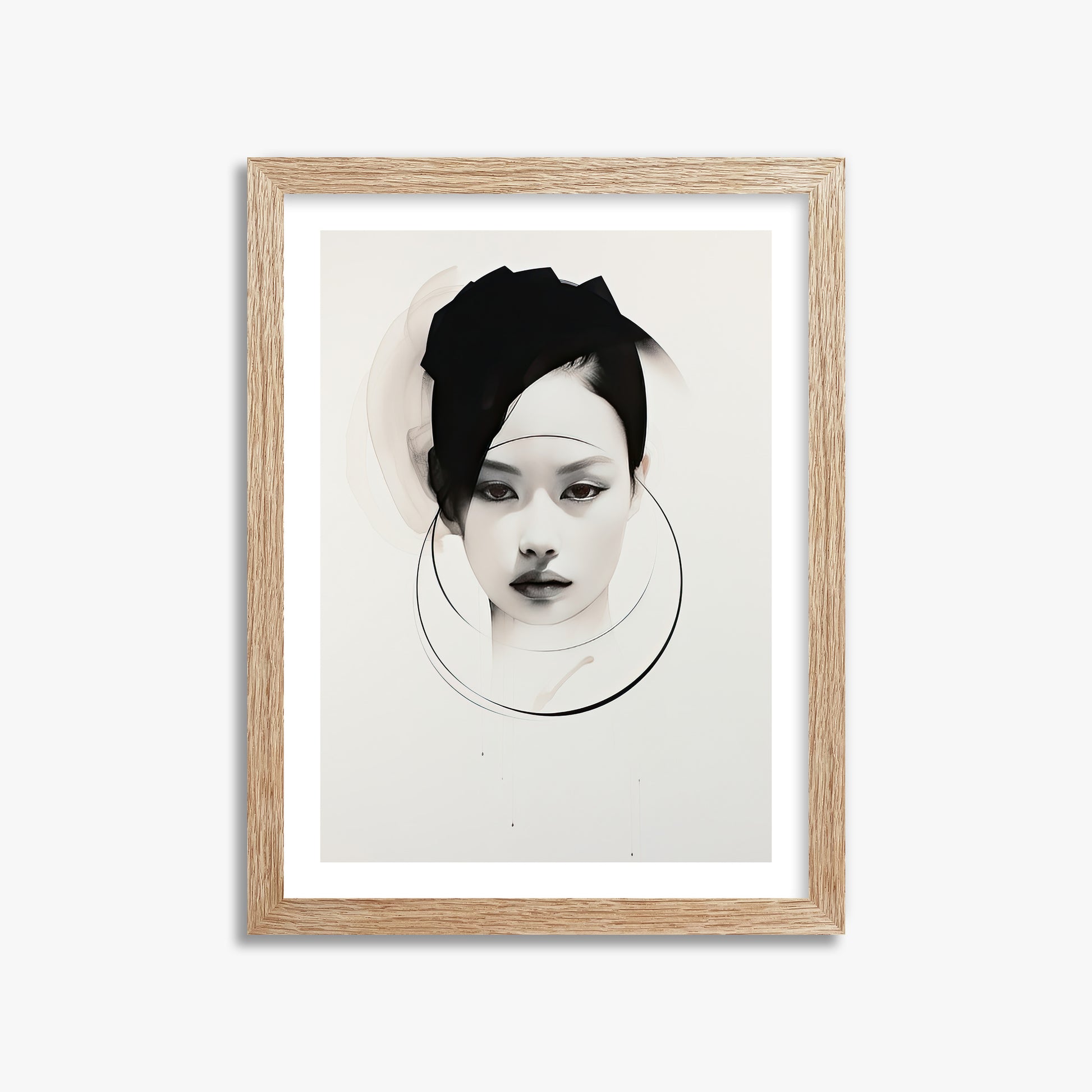 Encircled Gaze, 30x40cm Framed Art Reproduction With Raw Oak Frame