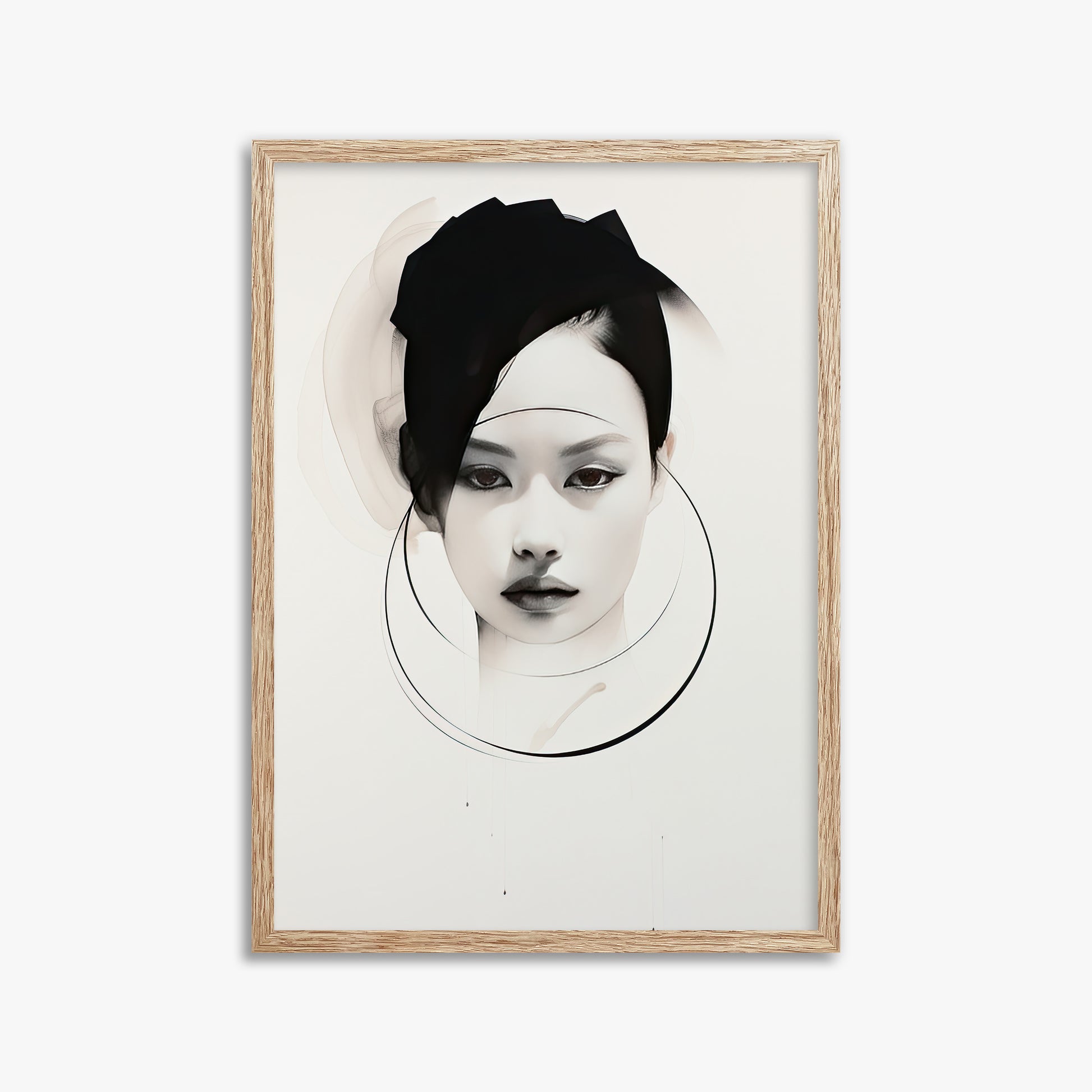 Encircled Gaze, 50x70cm Framed Art Reproduction With Raw Oak Frame