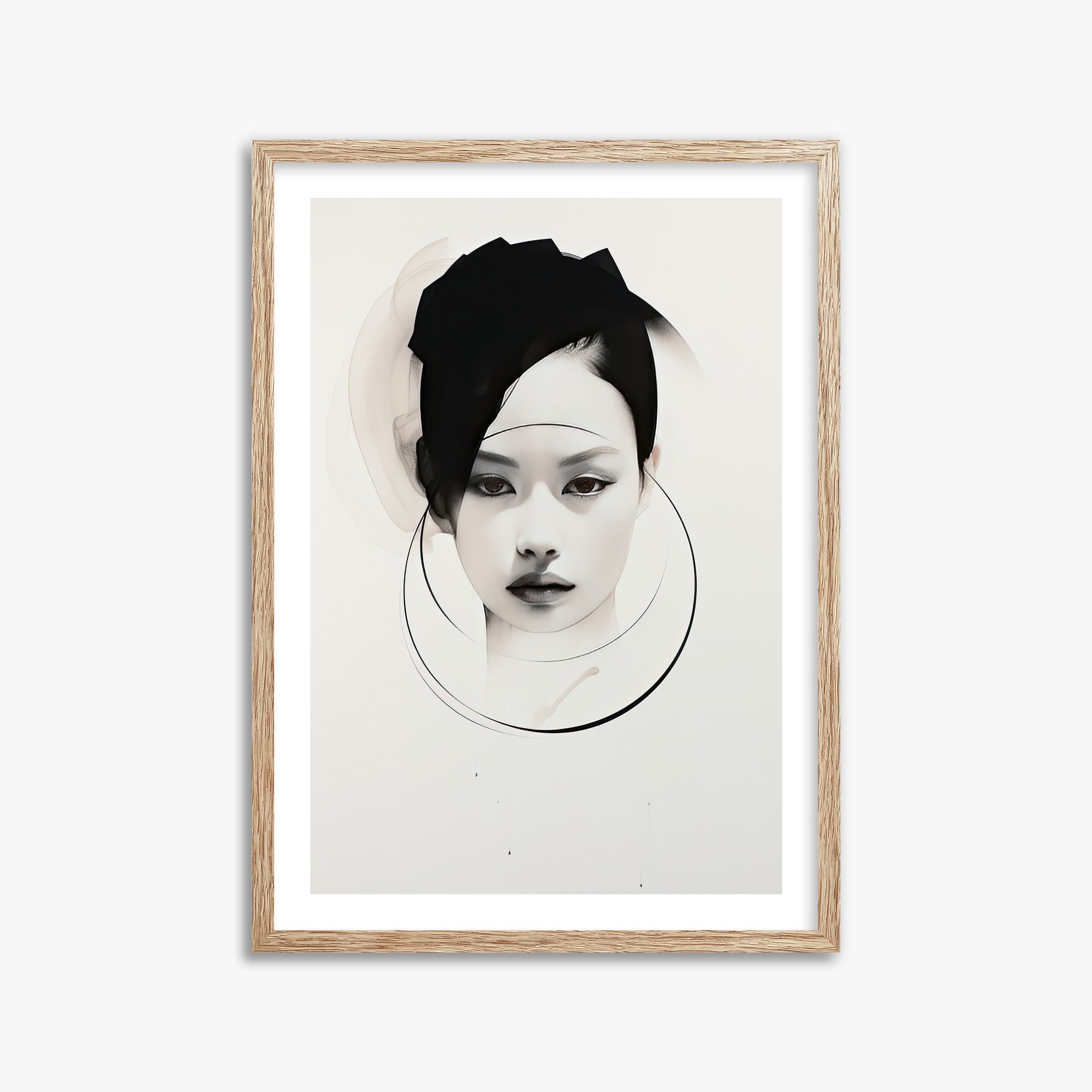 Encircled Gaze, 50x70cm Framed Art Reproduction With Raw Oak Frame