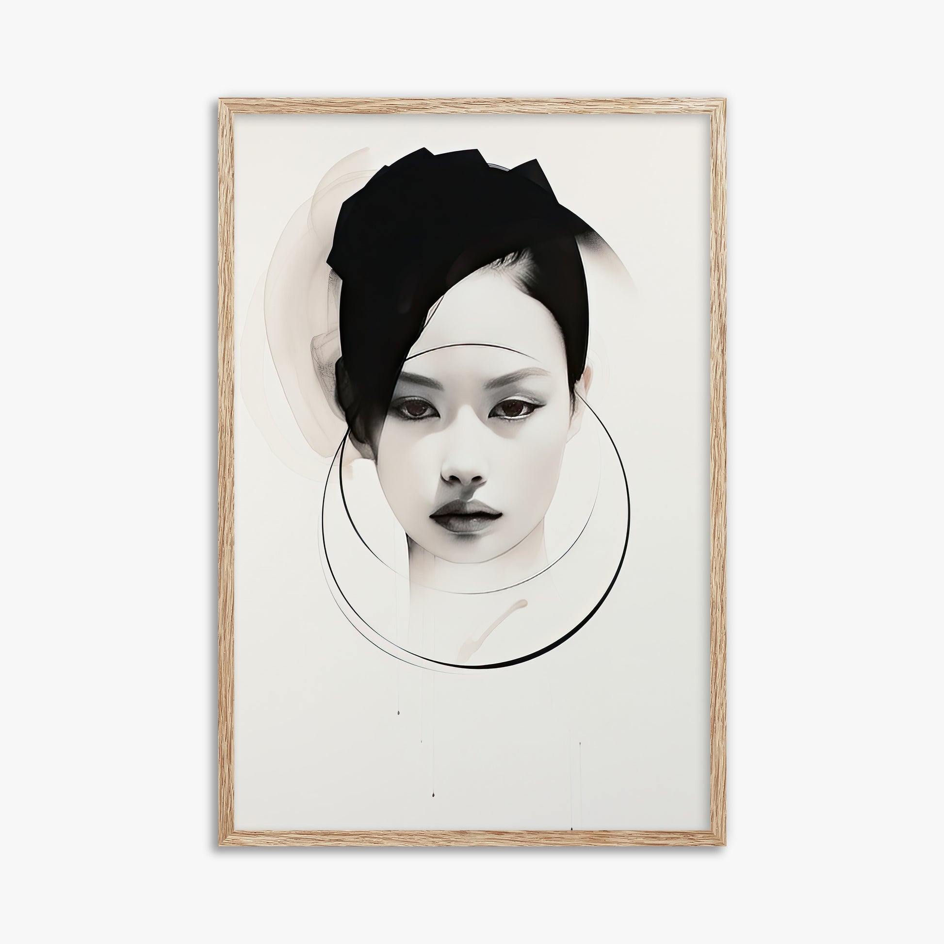 Encircled Gaze, 61x91cm Framed Art Reproduction With Raw Oak Frame