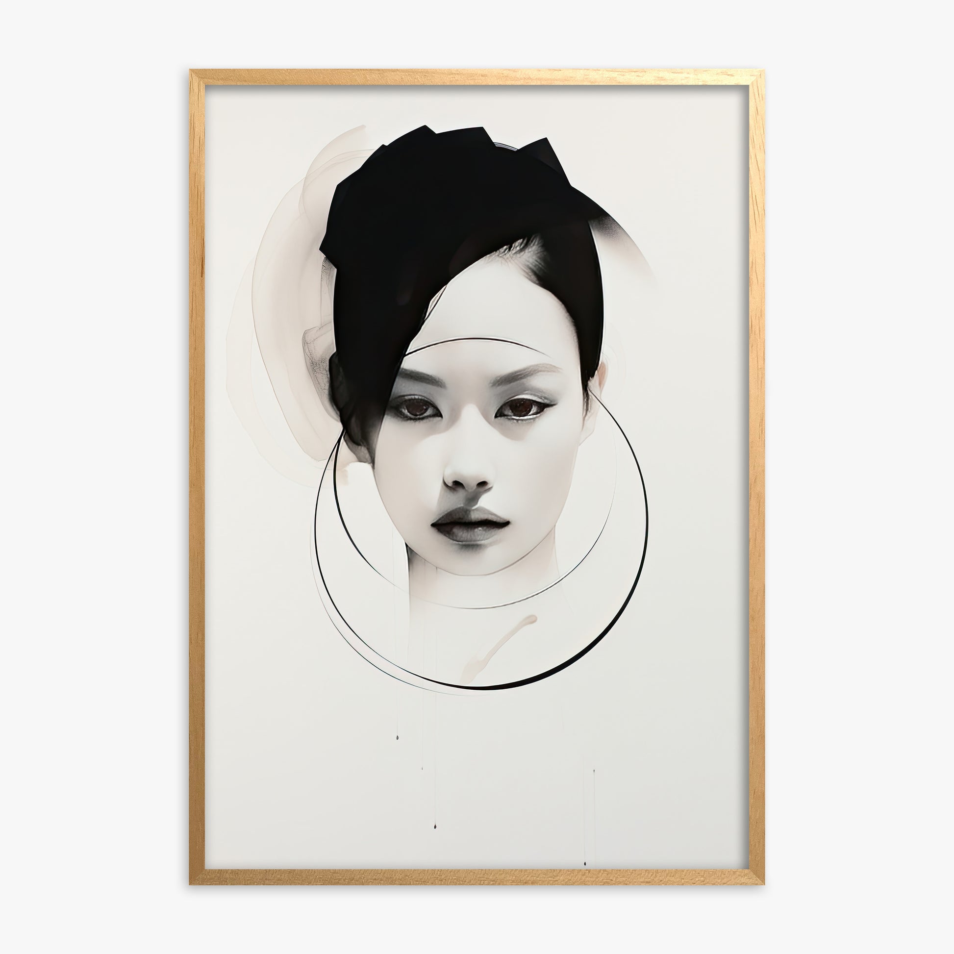Encircled Gaze, Oak Framed Poster With Oak Frame