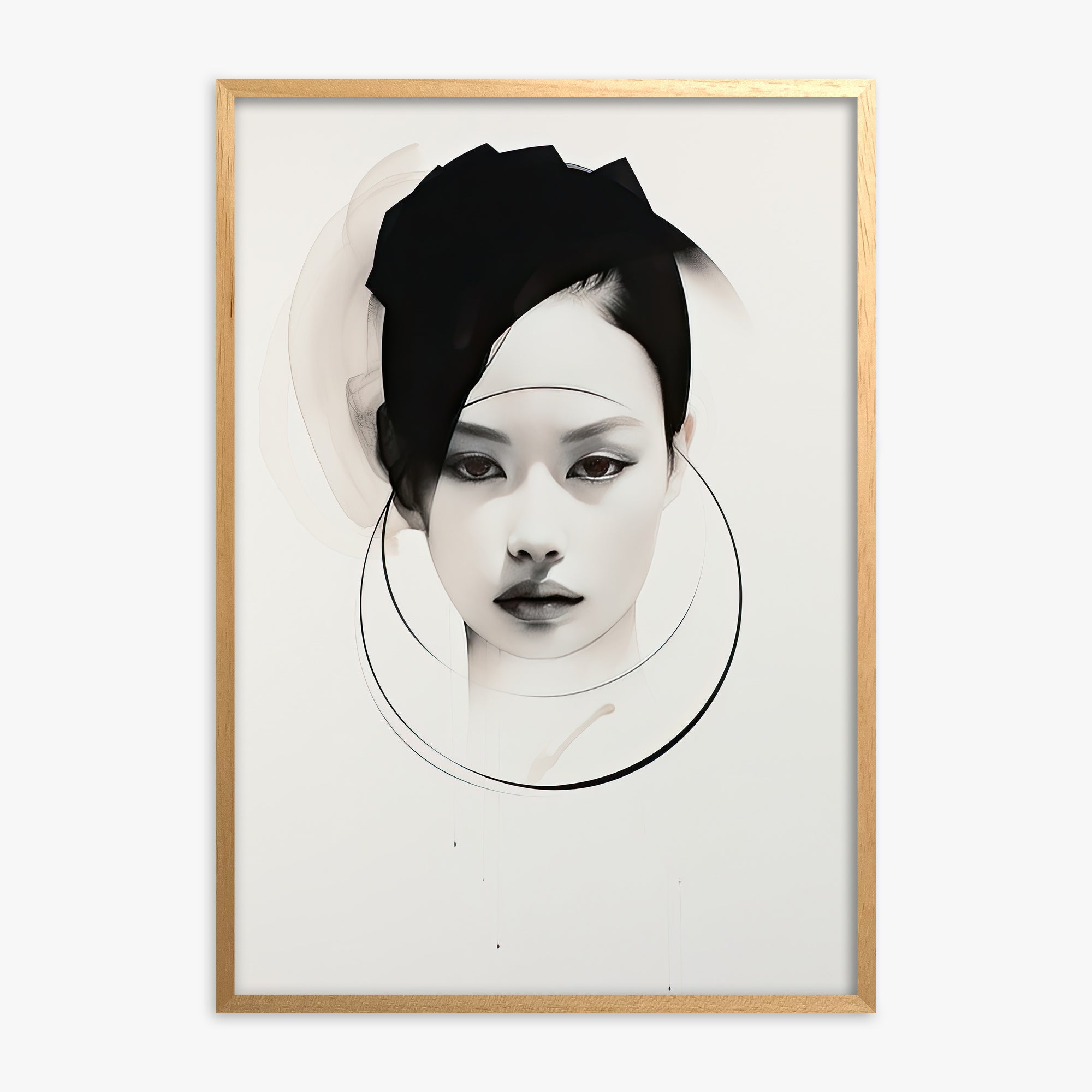 Encircled Gaze, Oak Framed Poster With Oak Frame
