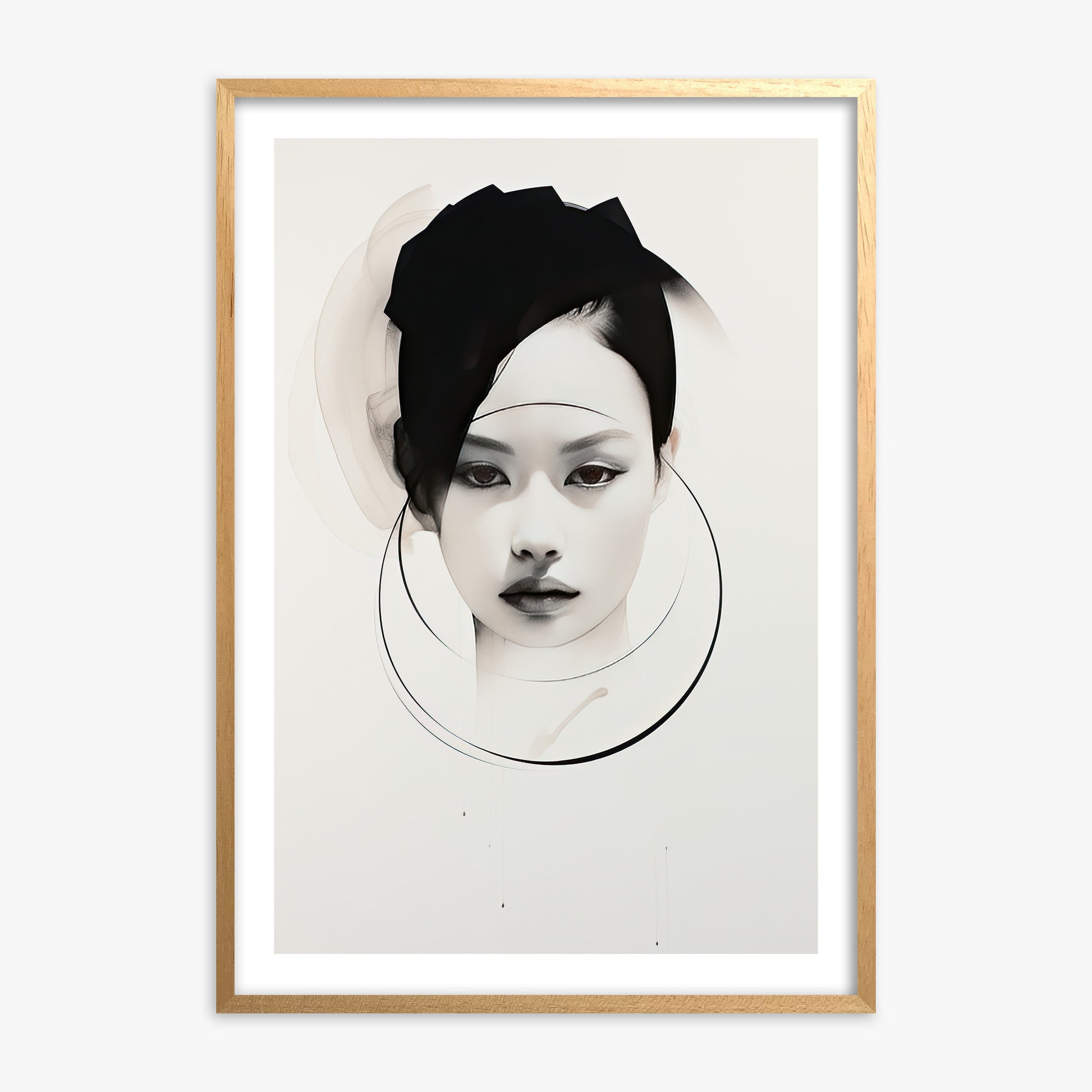 Encircled Gaze, Oak Framed Poster With Oak Frame