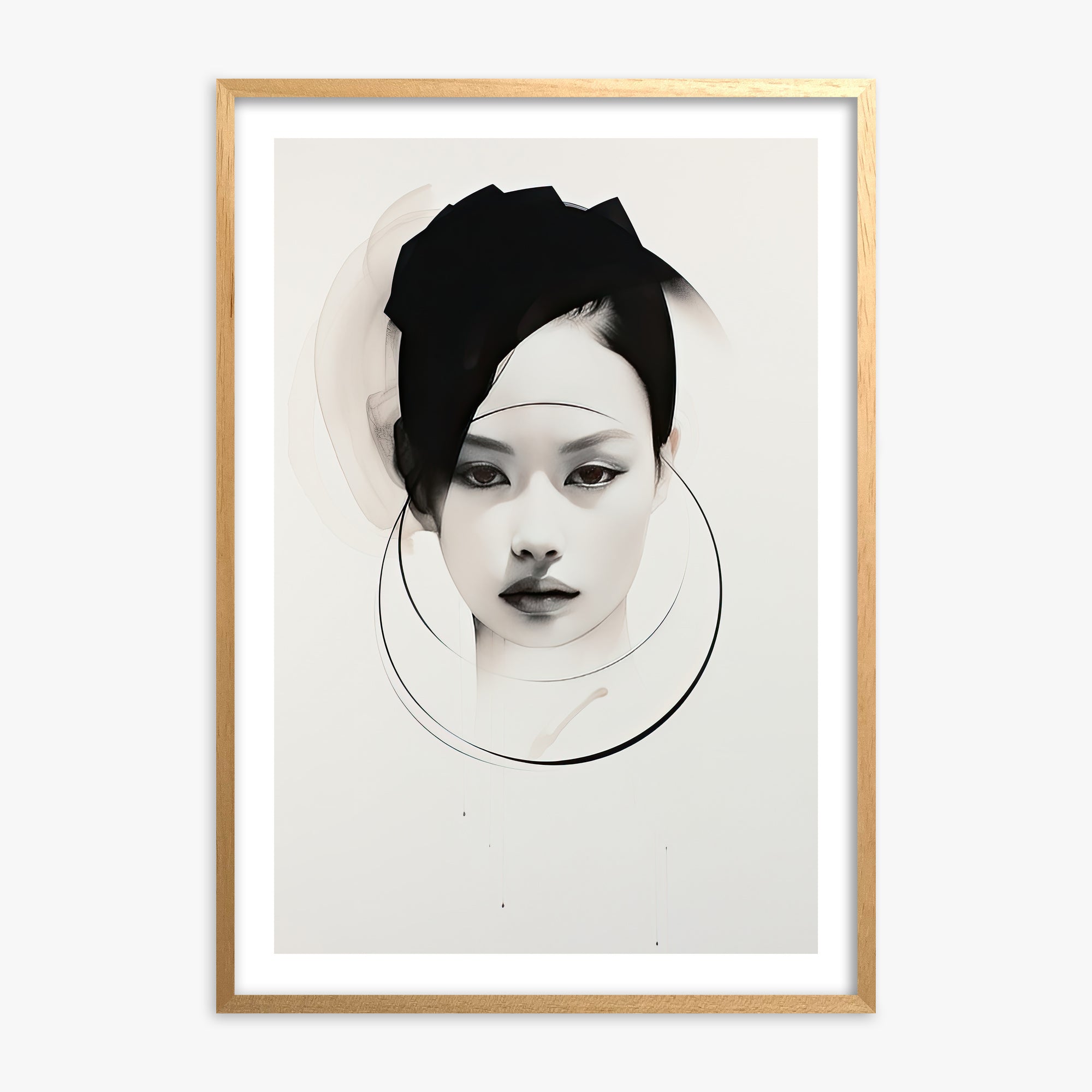 Encircled Gaze, Oak Framed Poster With Oak Frame