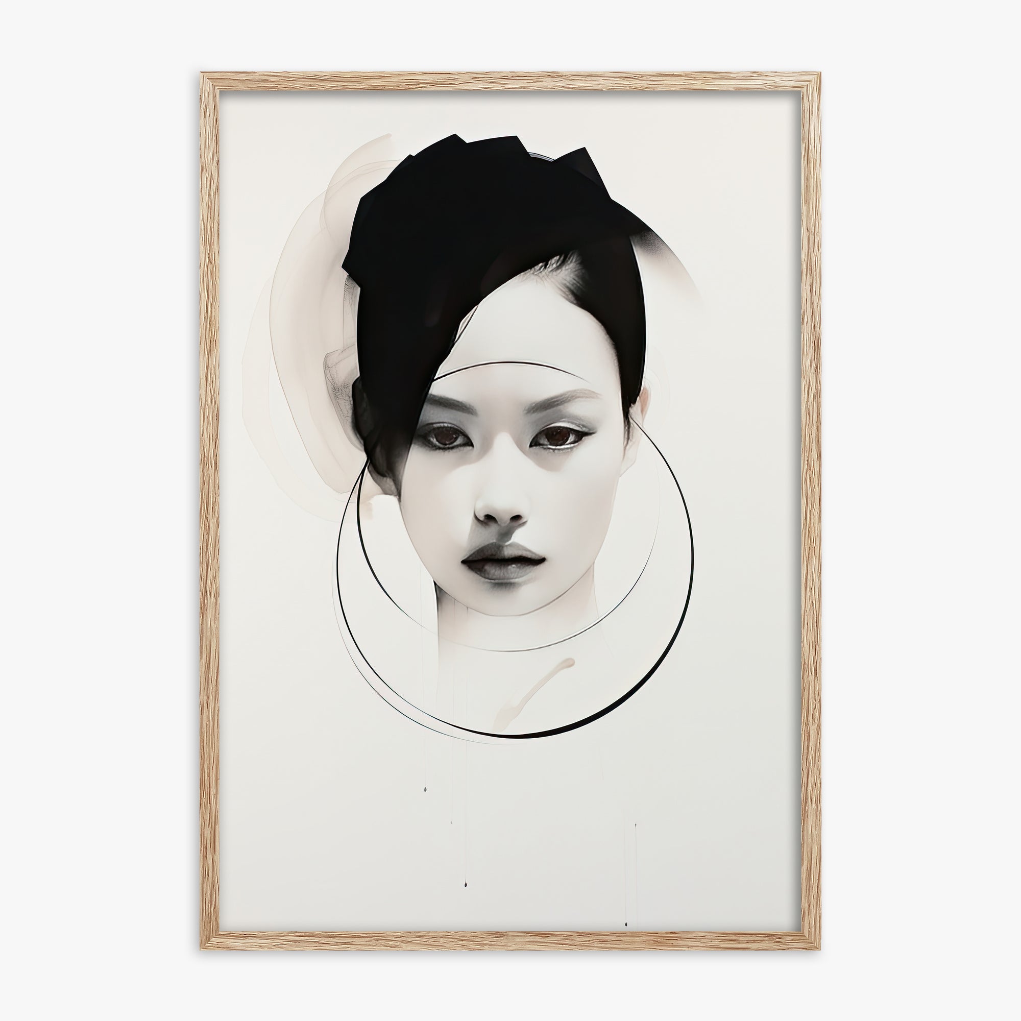 Encircled Gaze, 70x100cm Framed Art Reproduction With Raw Oak Frame