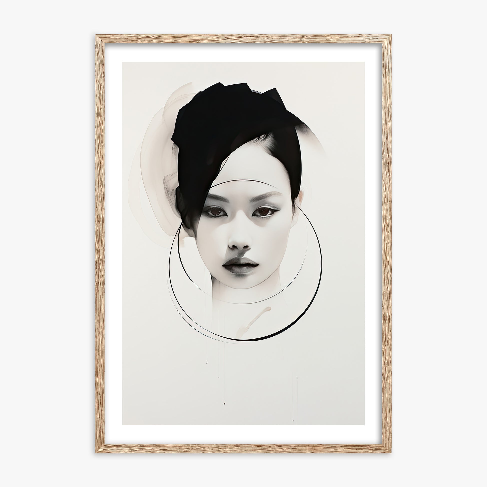Encircled Gaze, 70x100cm Framed Art Reproduction With Raw Oak Frame