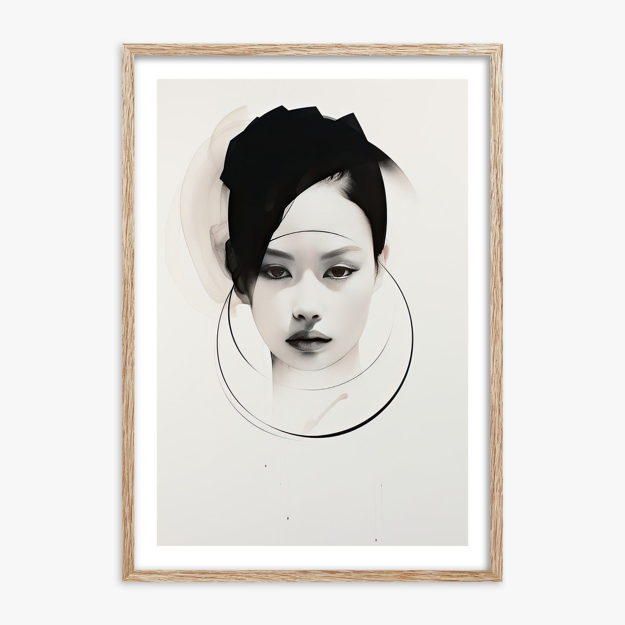 Encircled Gaze, 70x100cm Framed Art Reproduction With Raw Oak Frame