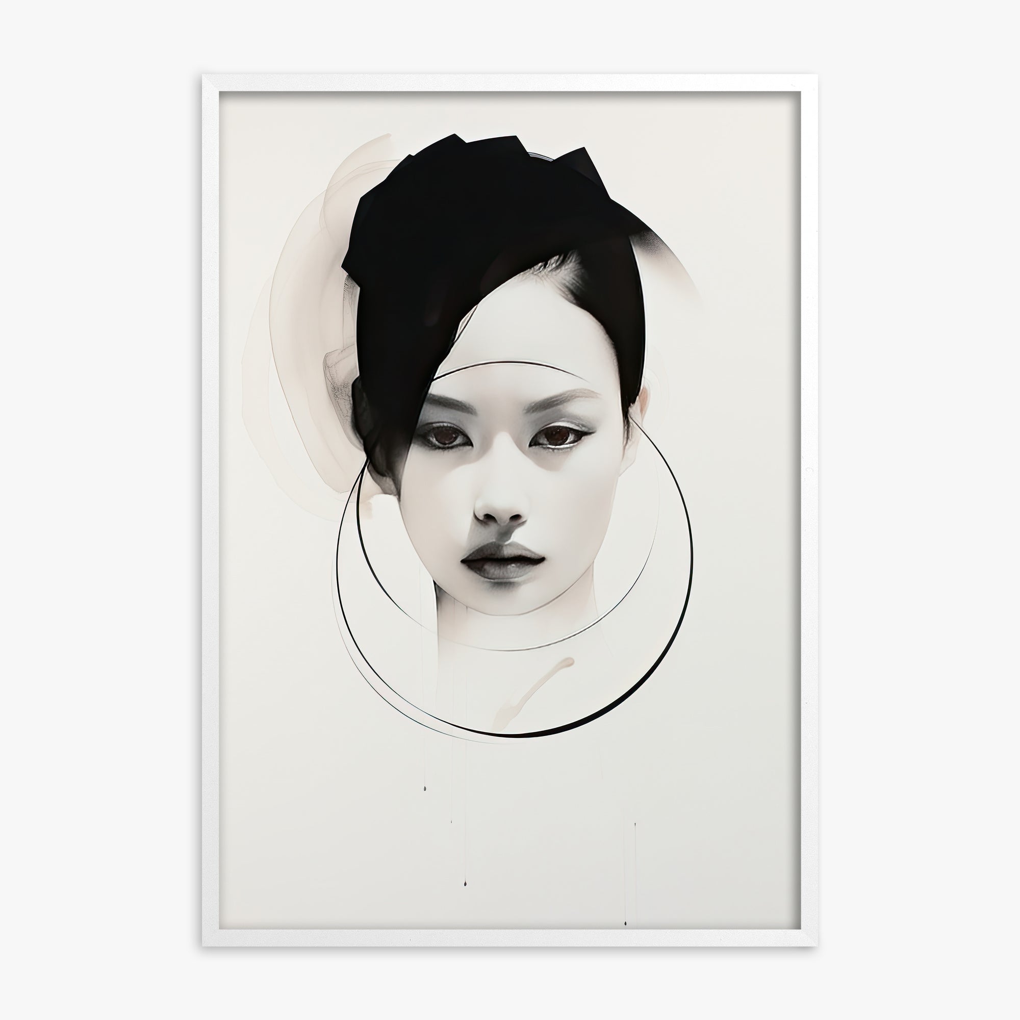 Encircled Gaze, White Framed Poster With White Frame