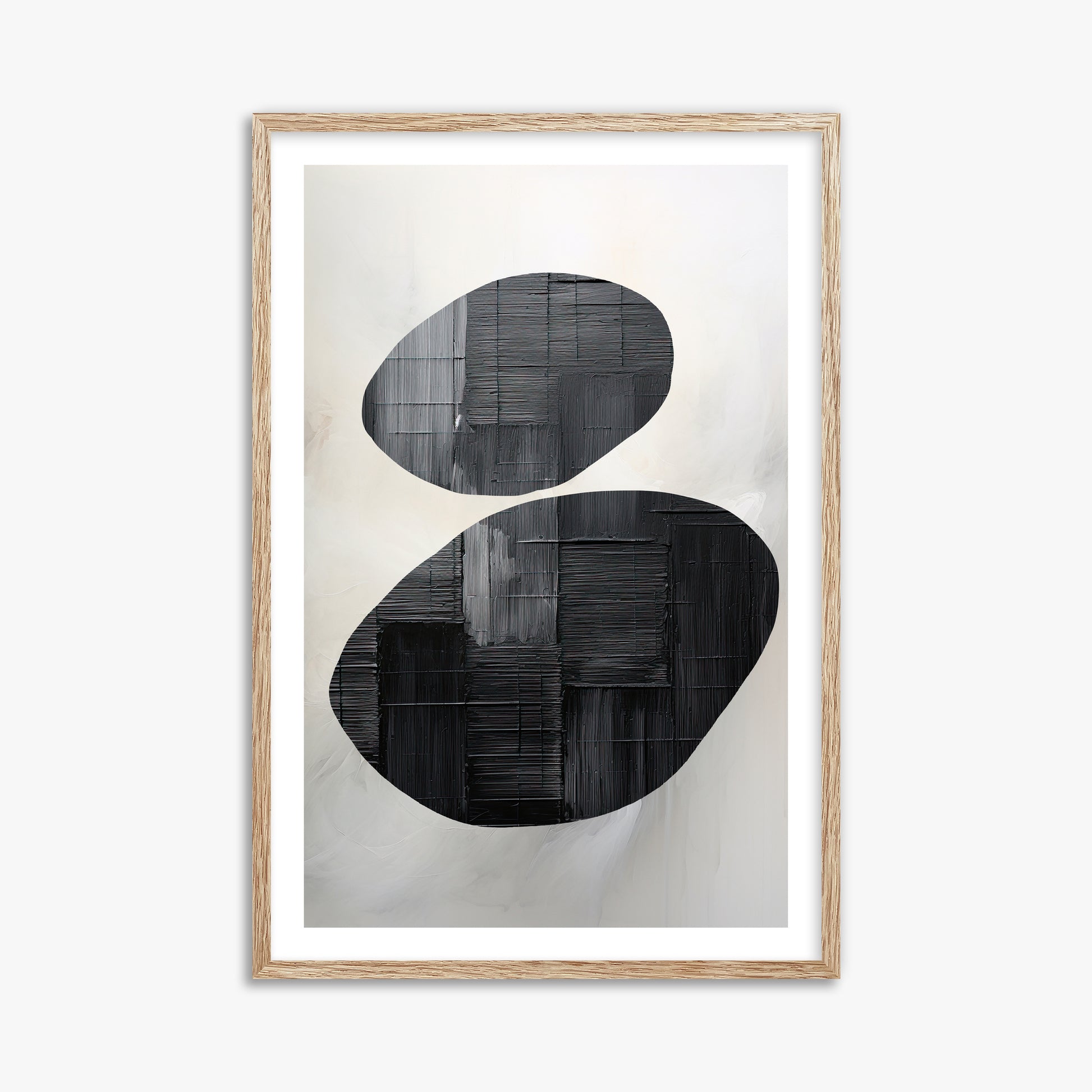 Balanced Echoes, 61x91cm Framed Art Reproduction With Raw Oak Frame