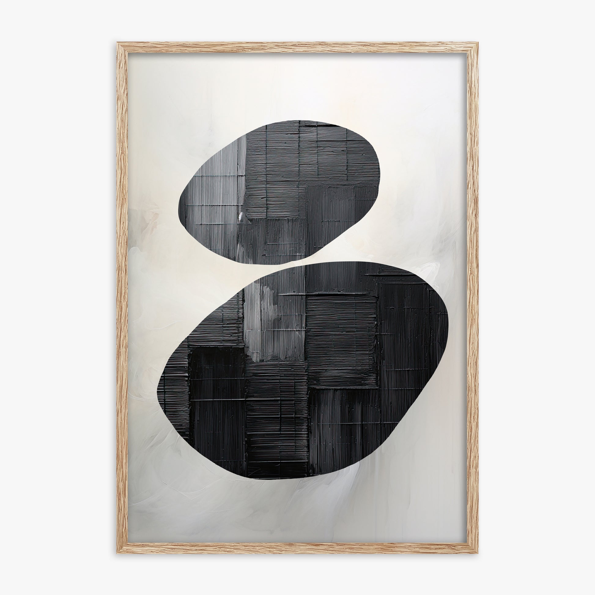 Balanced Echoes, 70x100cm Framed Art Reproduction With Raw Oak Frame