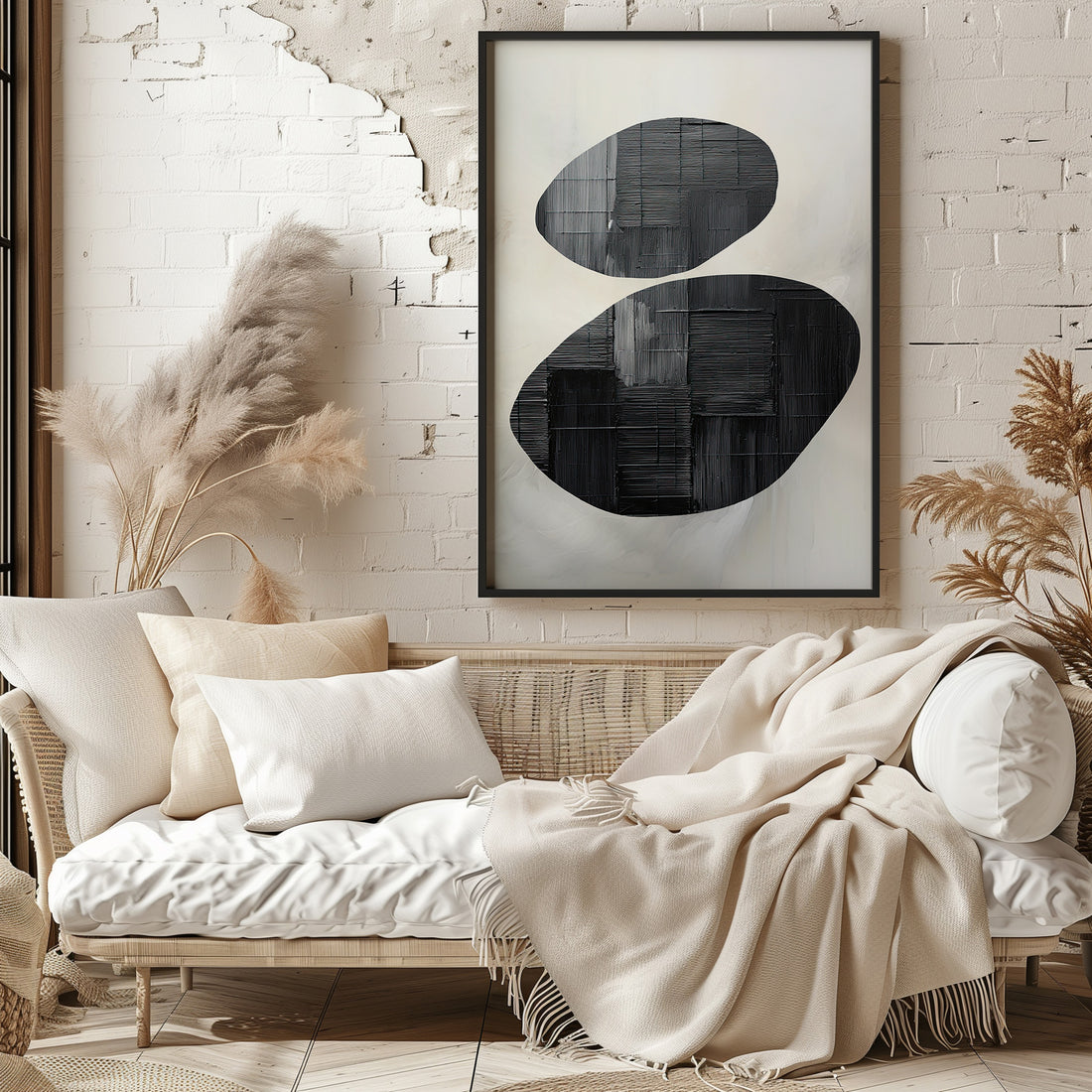 Balanced Echoes, 50x70cm Framed Poster With Black Frame