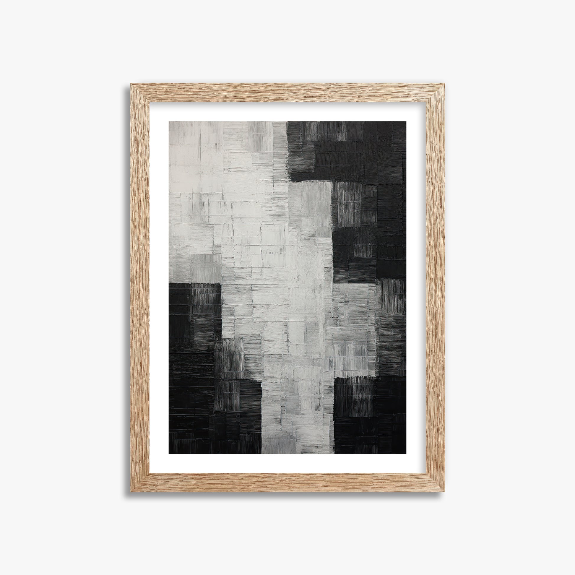Monochrome Matrix, 30x40cm Framed Art Reproduction With Raw Oak Frame