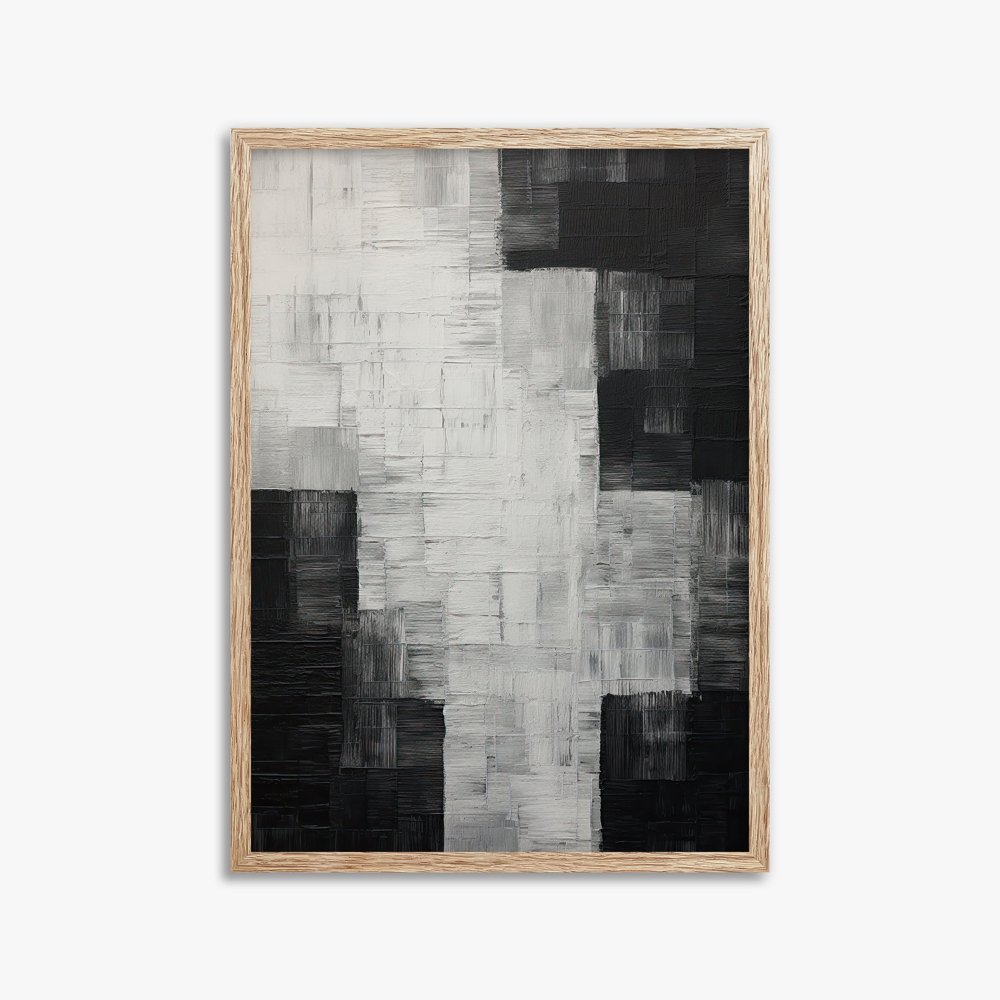 Monochrome Matrix, 50x70cm Framed Art Reproduction With Raw Oak Frame