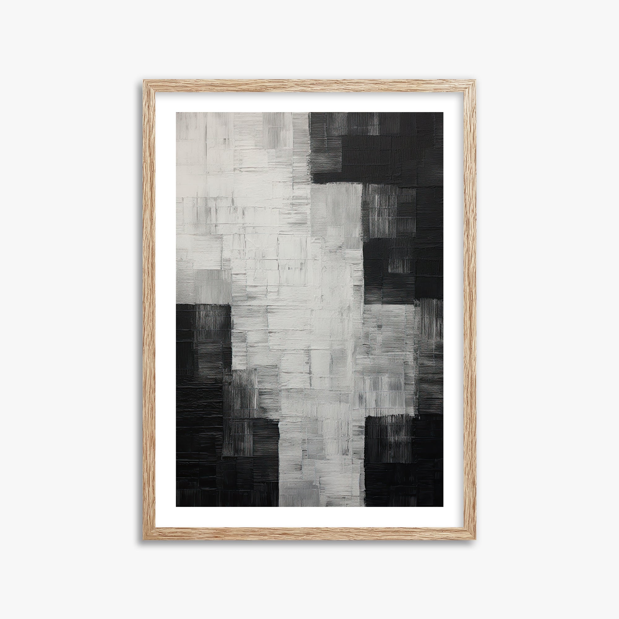 Monochrome Matrix, 50x70cm Framed Art Reproduction With Raw Oak Frame