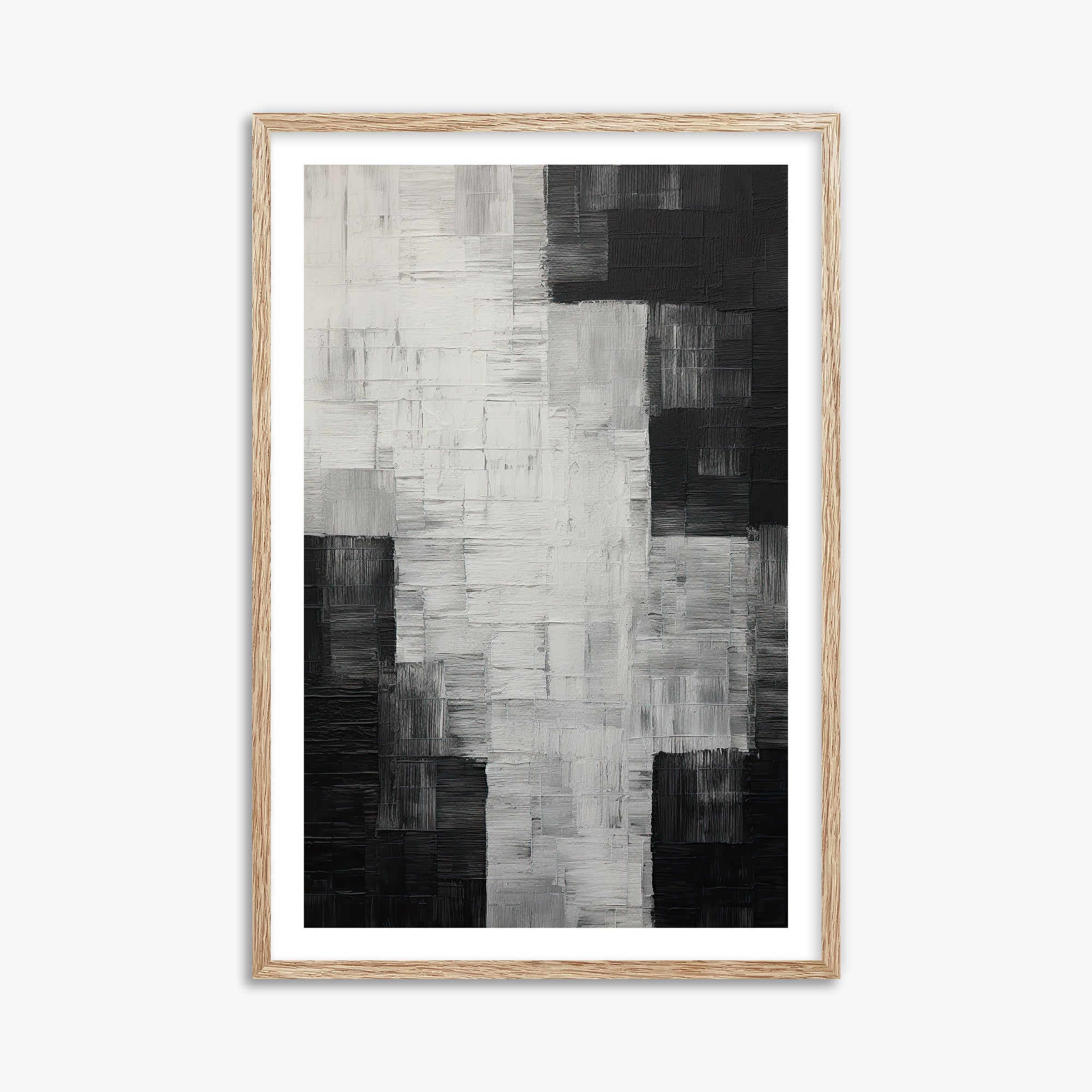 Monochrome Matrix, 61x91cm Framed Art Reproduction With Raw Oak Frame