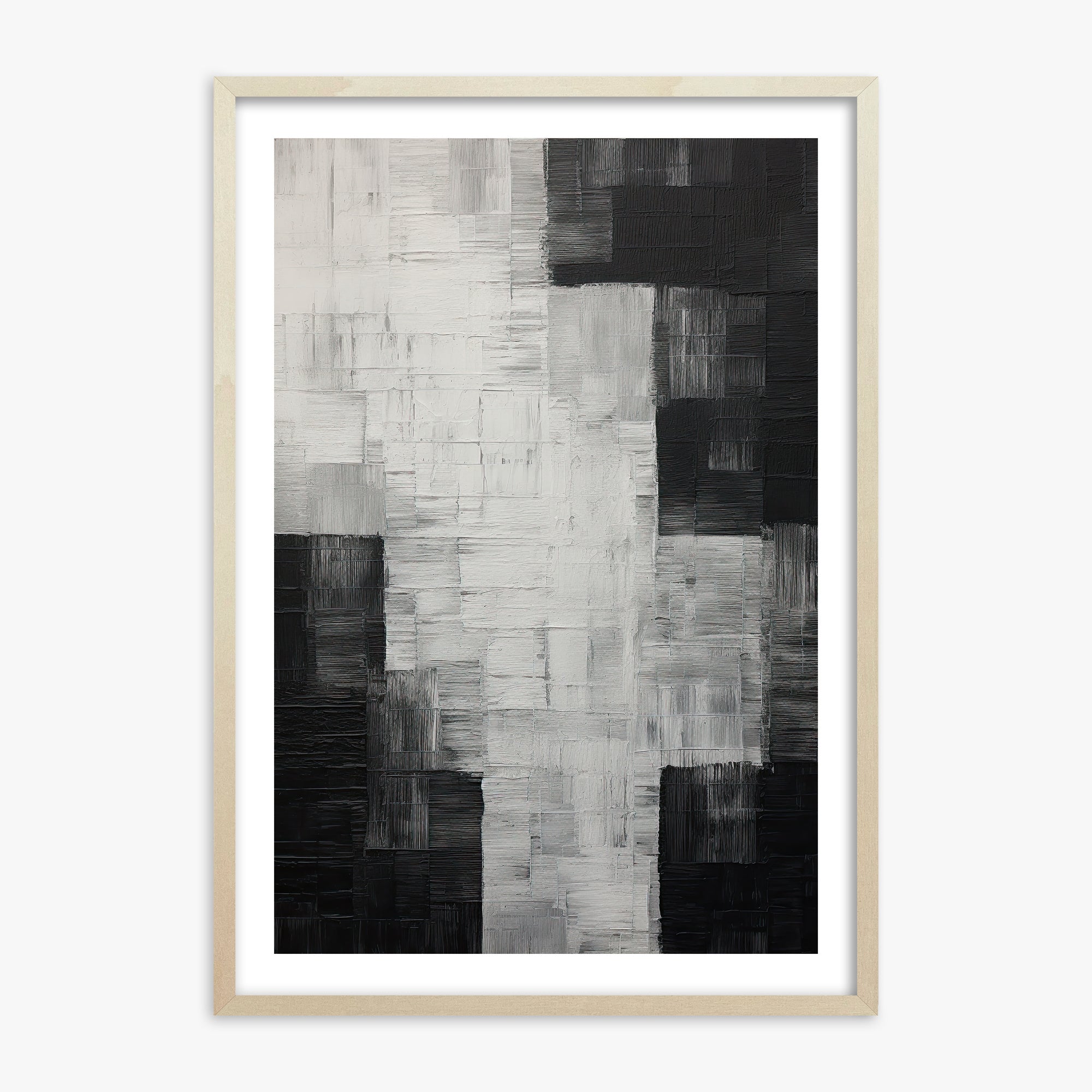 Monochrome Matrix, 70x100cm Framed Art Reproduction With Lime Wood Frame