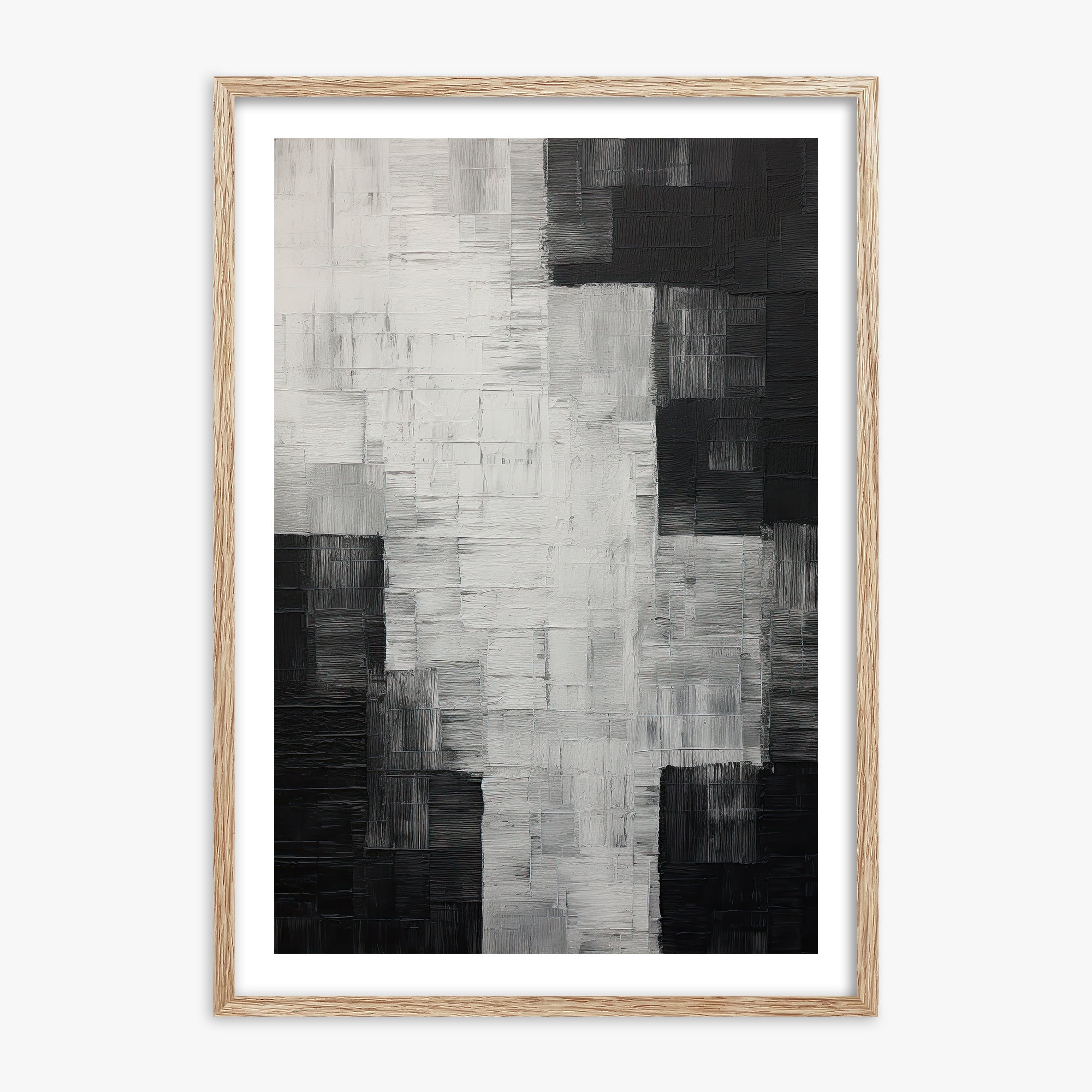 Monochrome Matrix, 70x100cm Framed Art Reproduction With Raw Oak Frame