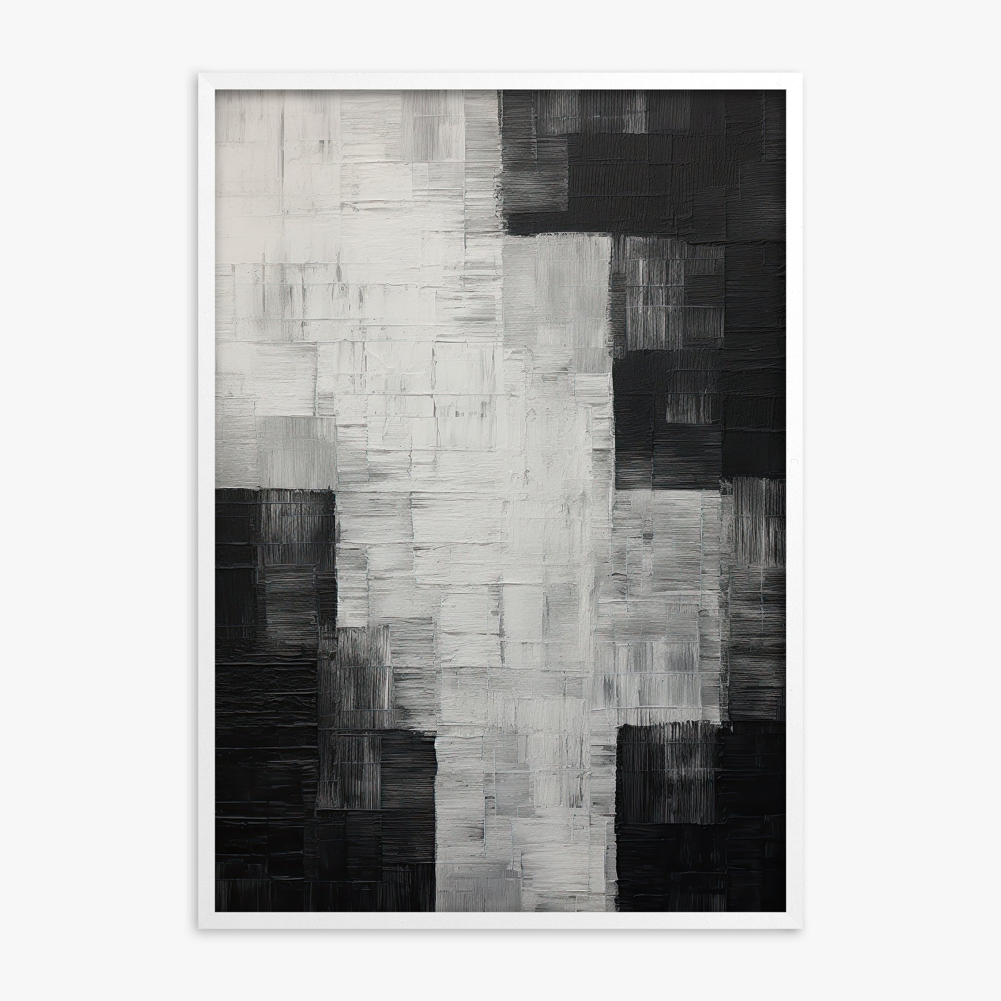 Monochrome Matrix, White Framed Poster With White Frame
