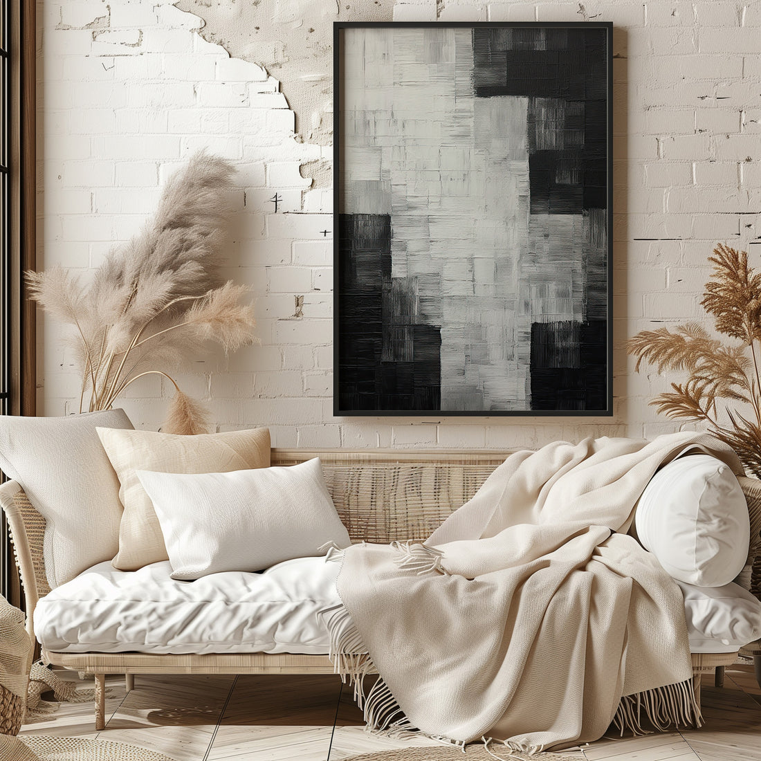 Monochrome Matrix, 50x70cm Framed Poster With Black Frame
