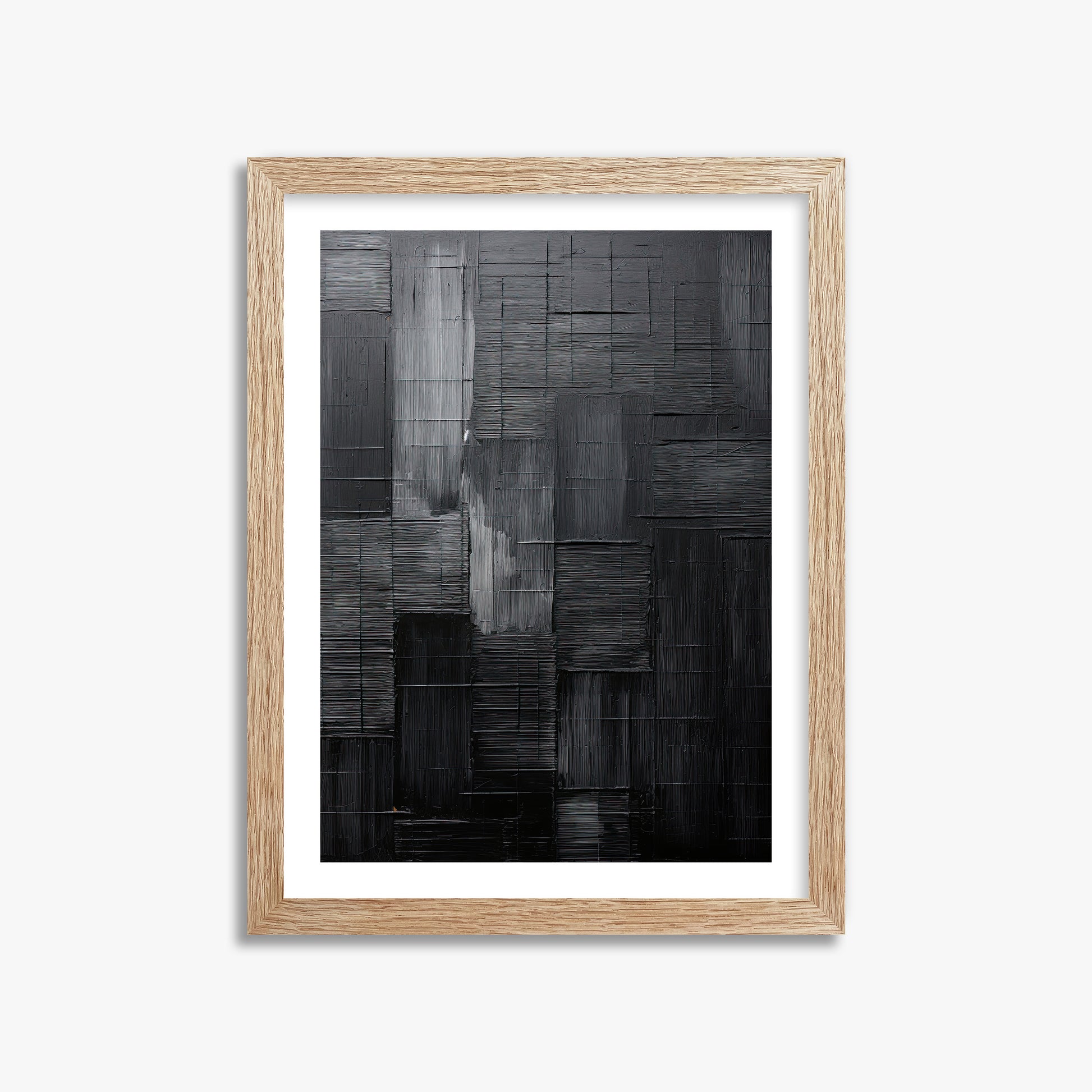 Midnight Labyrinth, 30x40cm Framed Art Reproduction With Raw Oak Frame