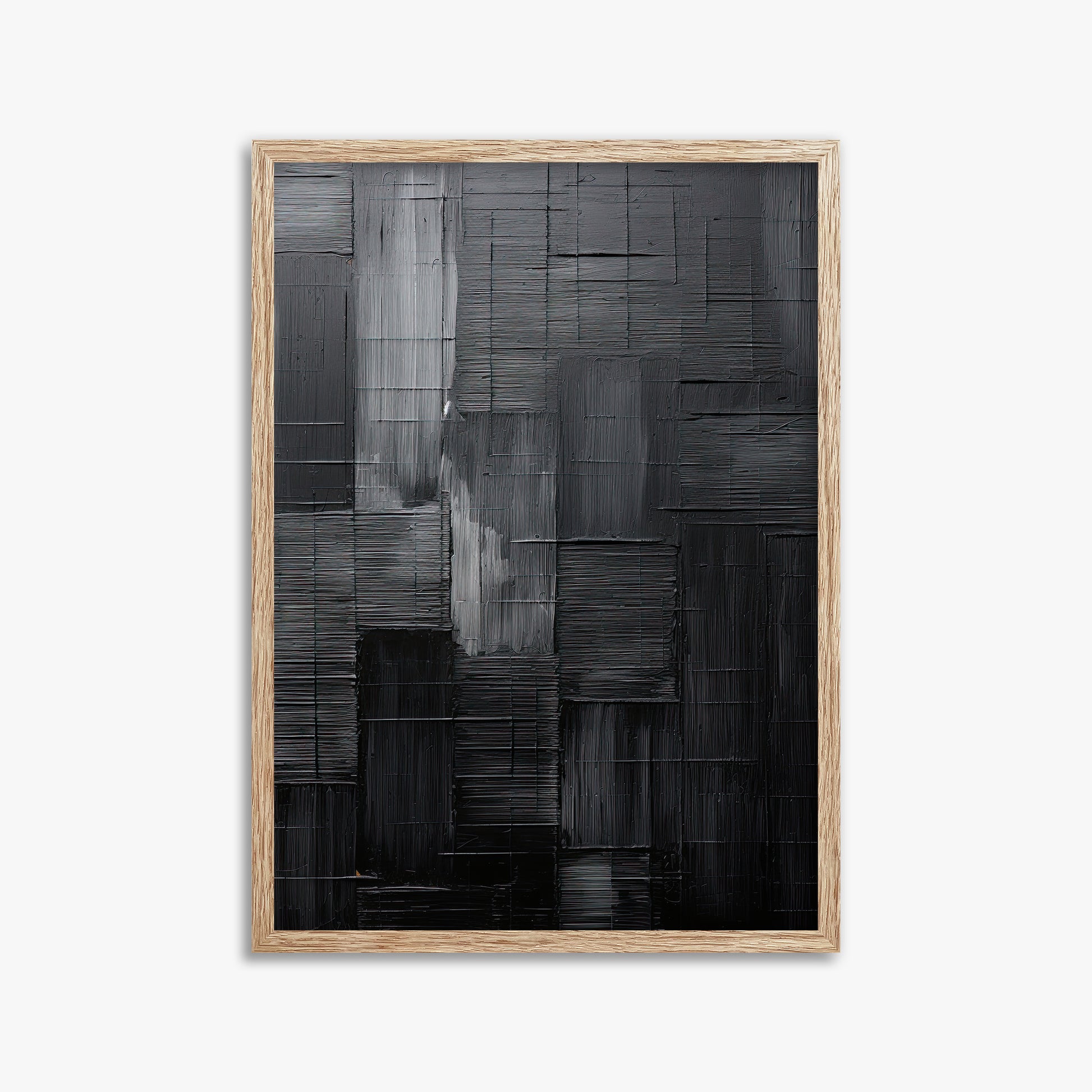 Midnight Labyrinth, 50x70cm Framed Art Reproduction With Raw Oak Frame