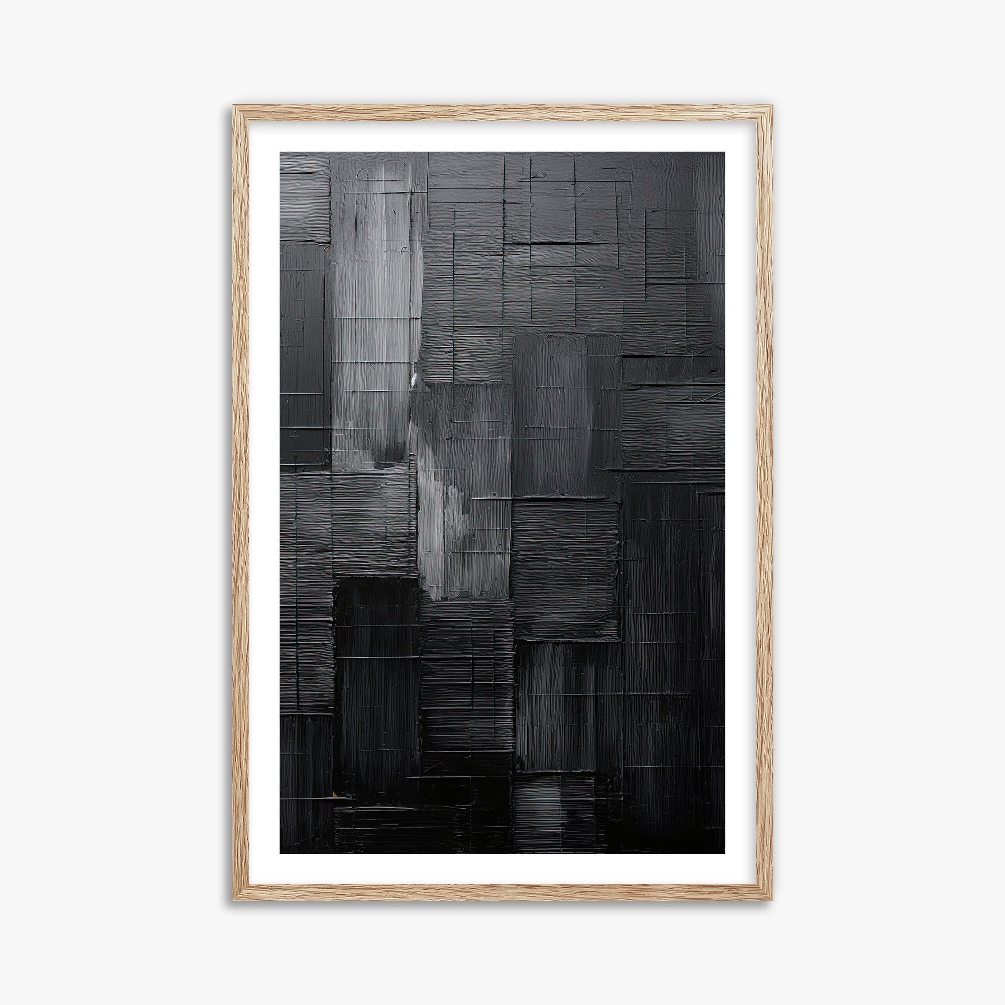Midnight Labyrinth, 61x91cm Framed Art Reproduction With Raw Oak Frame