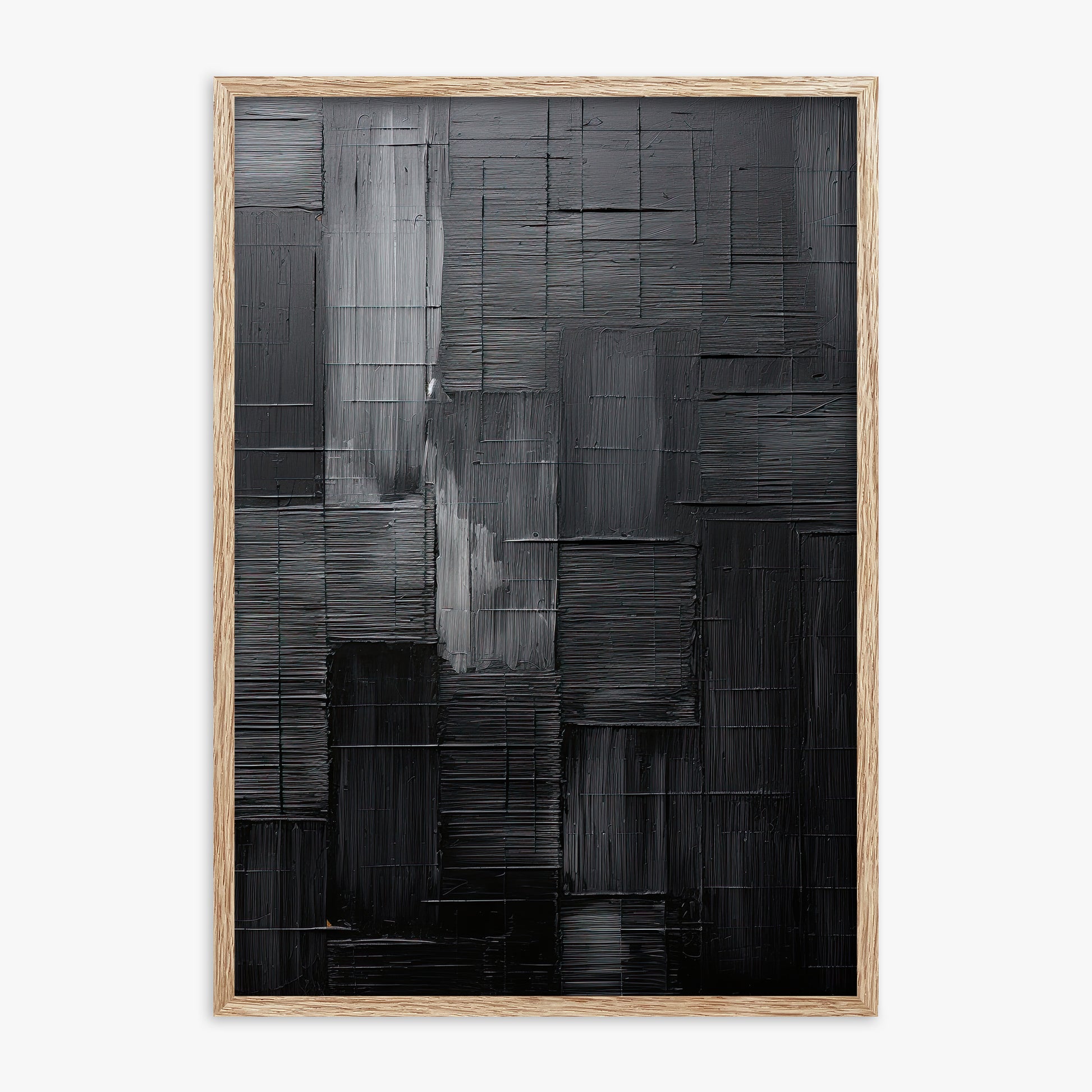 Midnight Labyrinth, 70x100cm Framed Art Reproduction With Raw Oak Frame