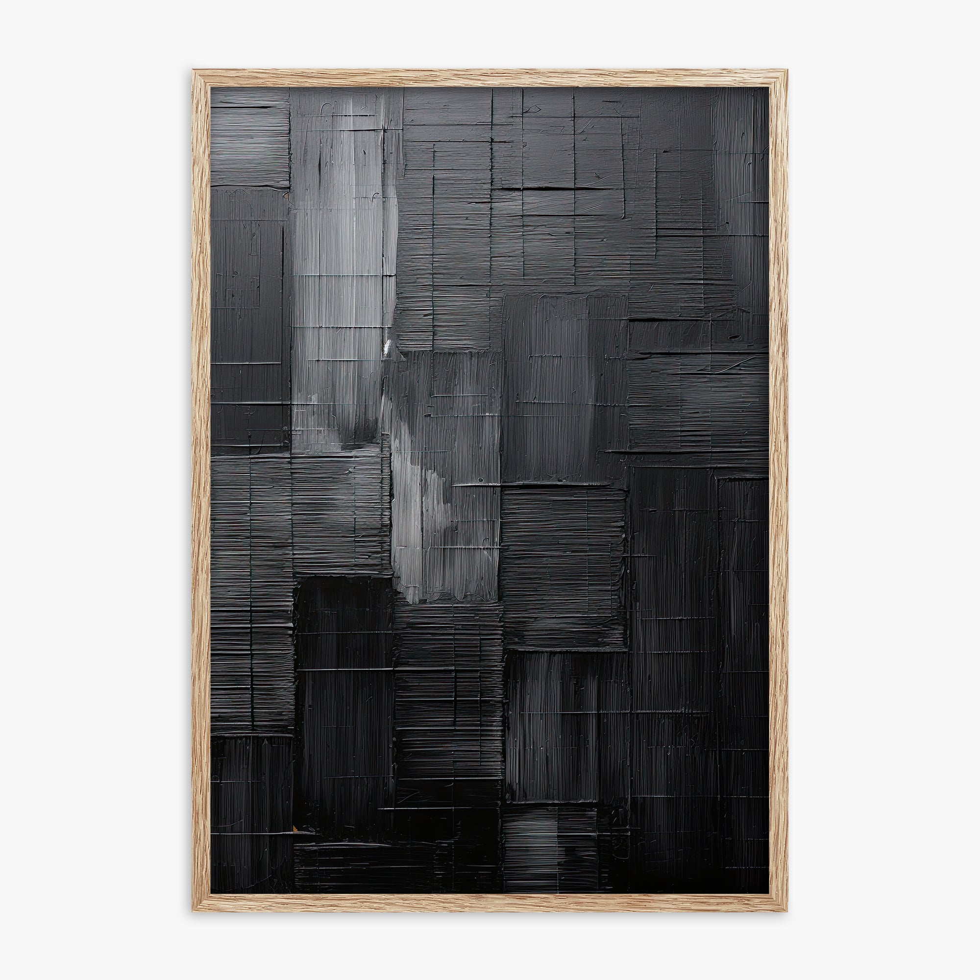 Midnight Labyrinth, 70x100cm Framed Art Reproduction With Raw Oak Frame