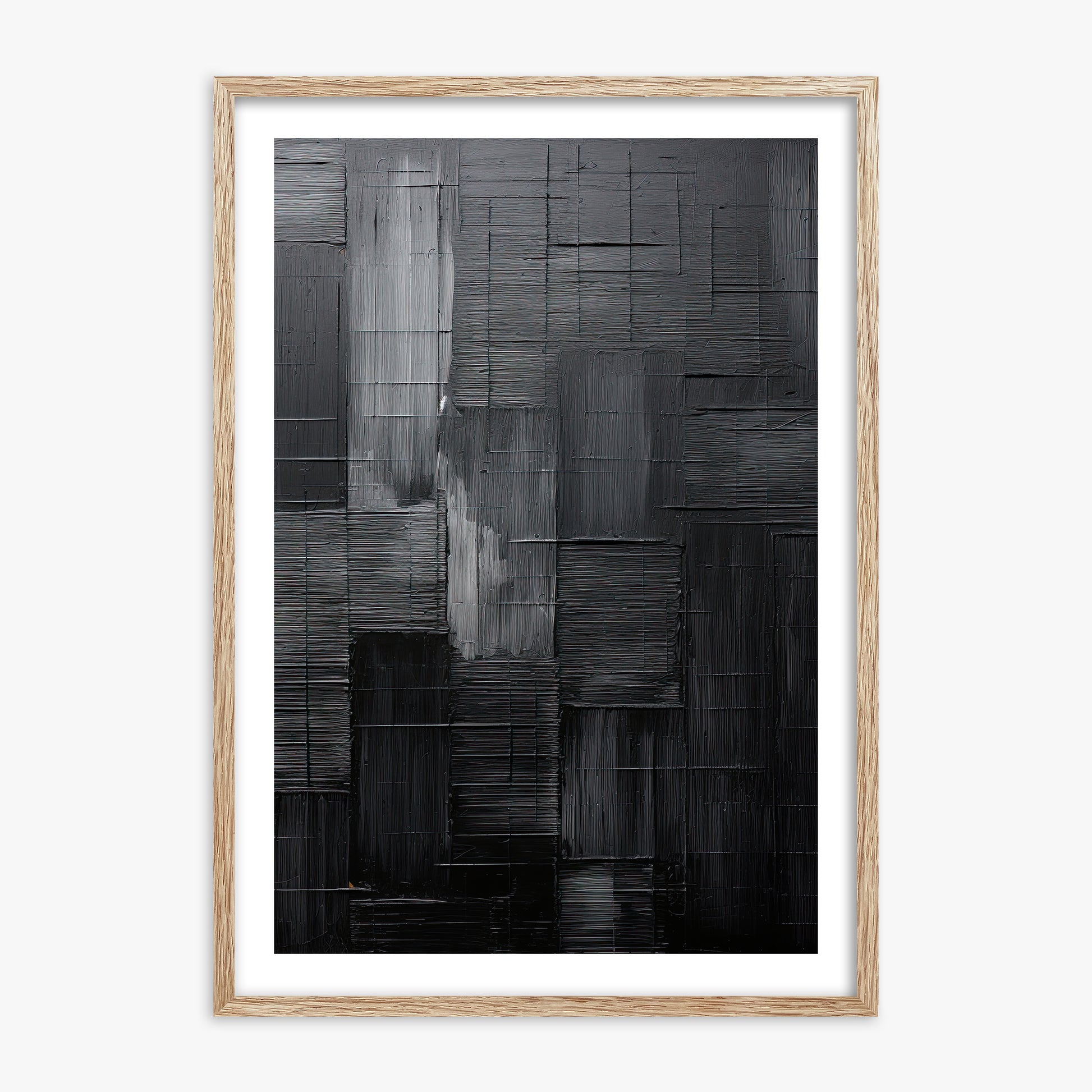 Midnight Labyrinth, 70x100cm Framed Art Reproduction With Raw Oak Frame