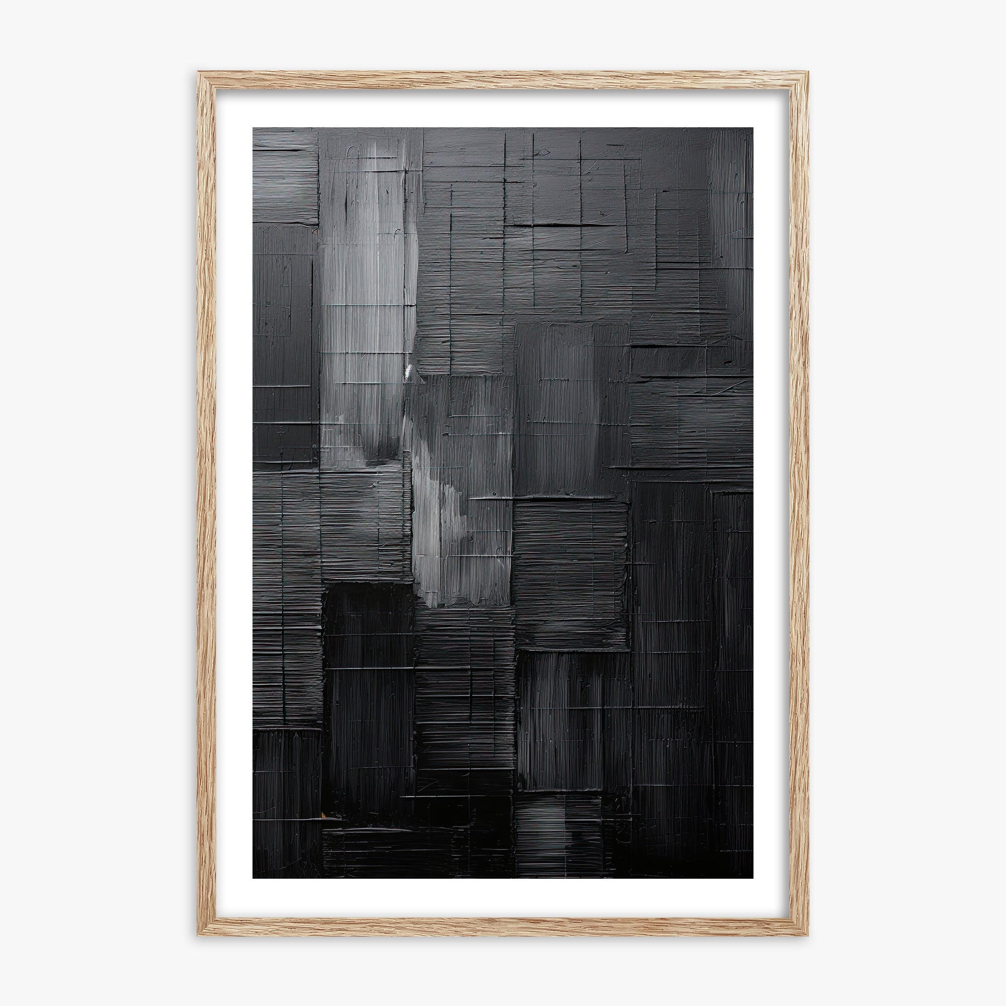 Midnight Labyrinth, 70x100cm Framed Art Reproduction With Raw Oak Frame