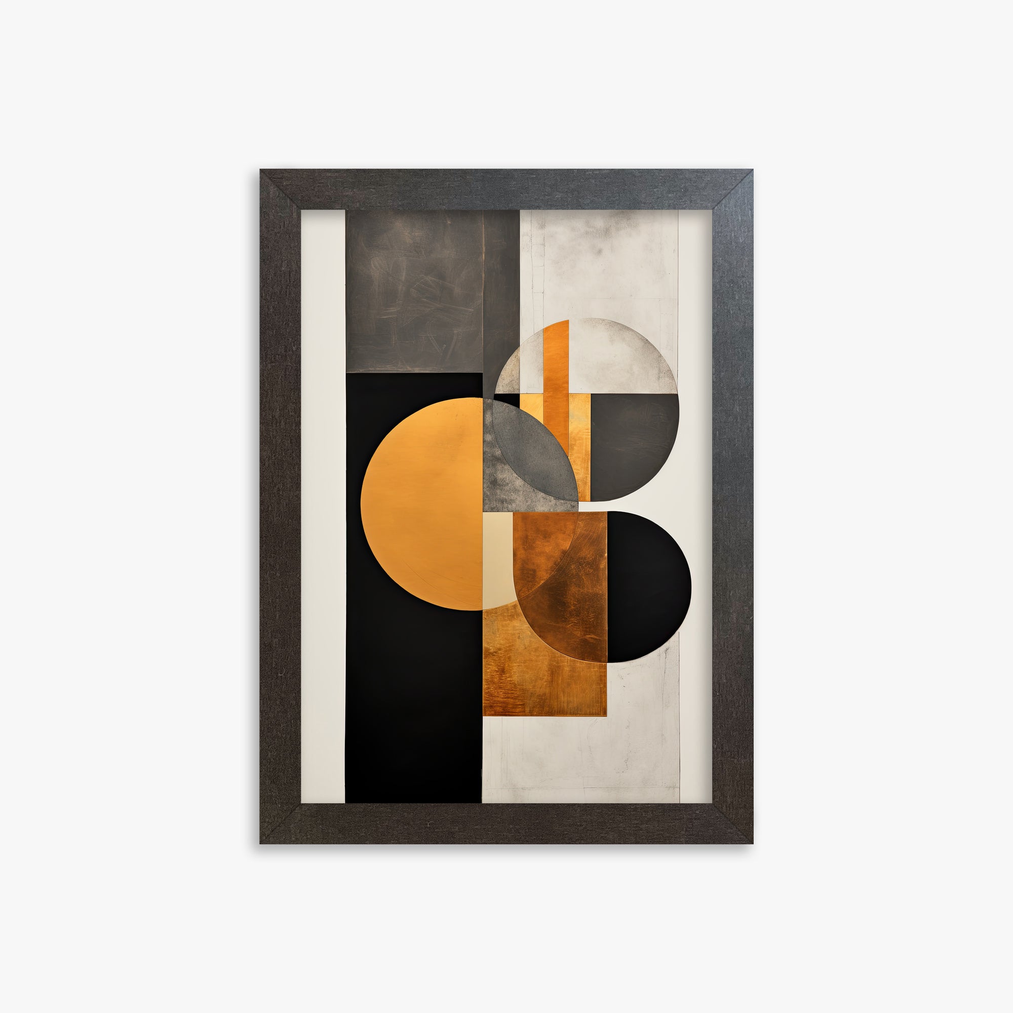 Golden Geometry, 21x30cm Framed Art Reproduction With Espresso Frame