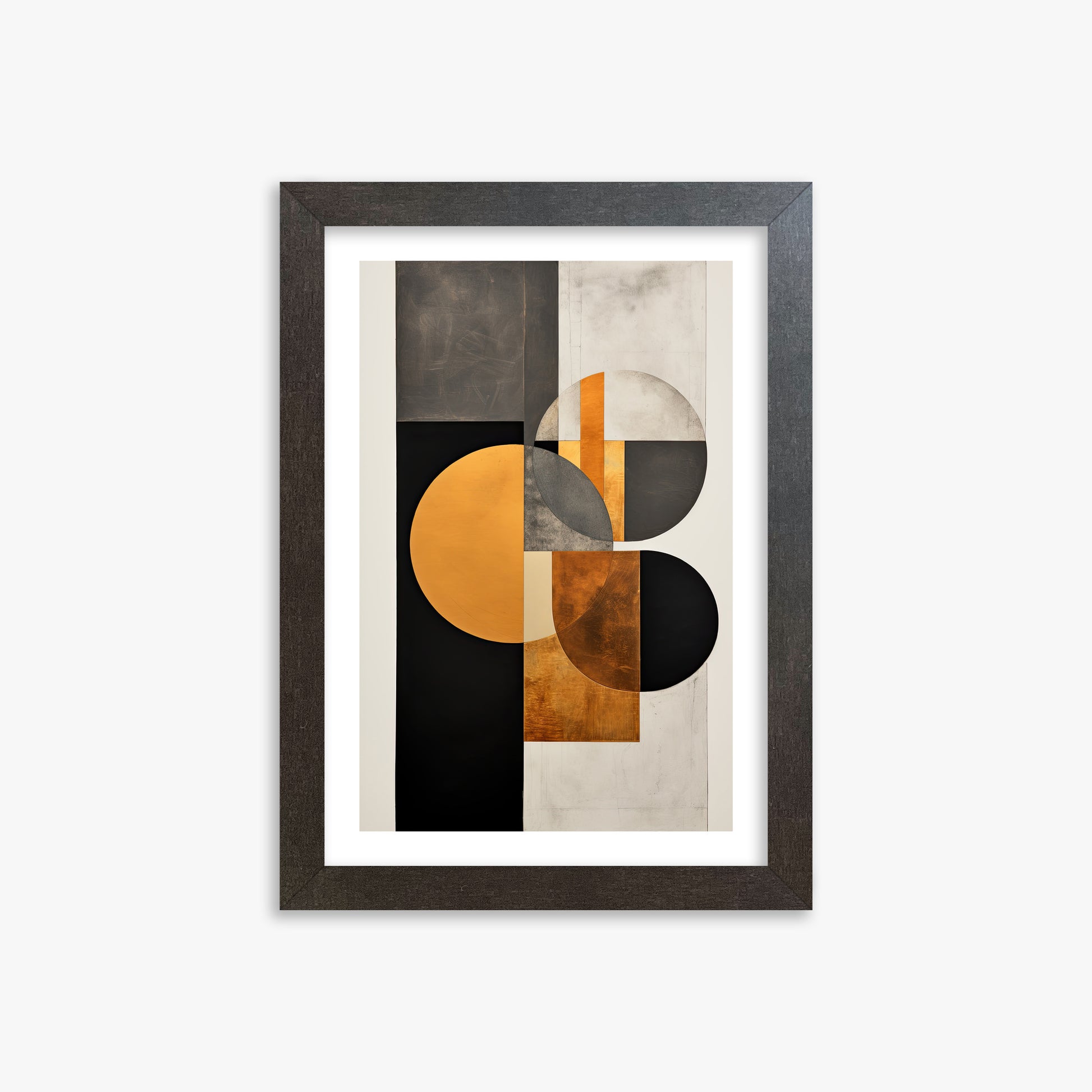 Golden Geometry, 21x30cm Framed Art Reproduction With Espresso Frame