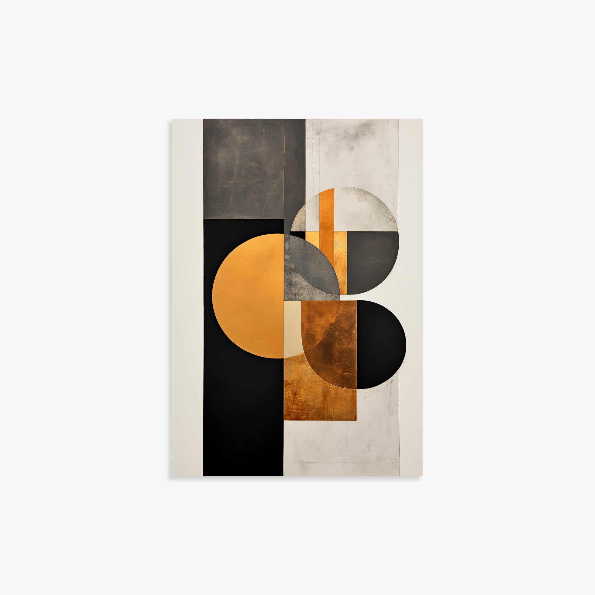 Golden Geometry — Warm Modernist Abstract Print | Japandi.Art
