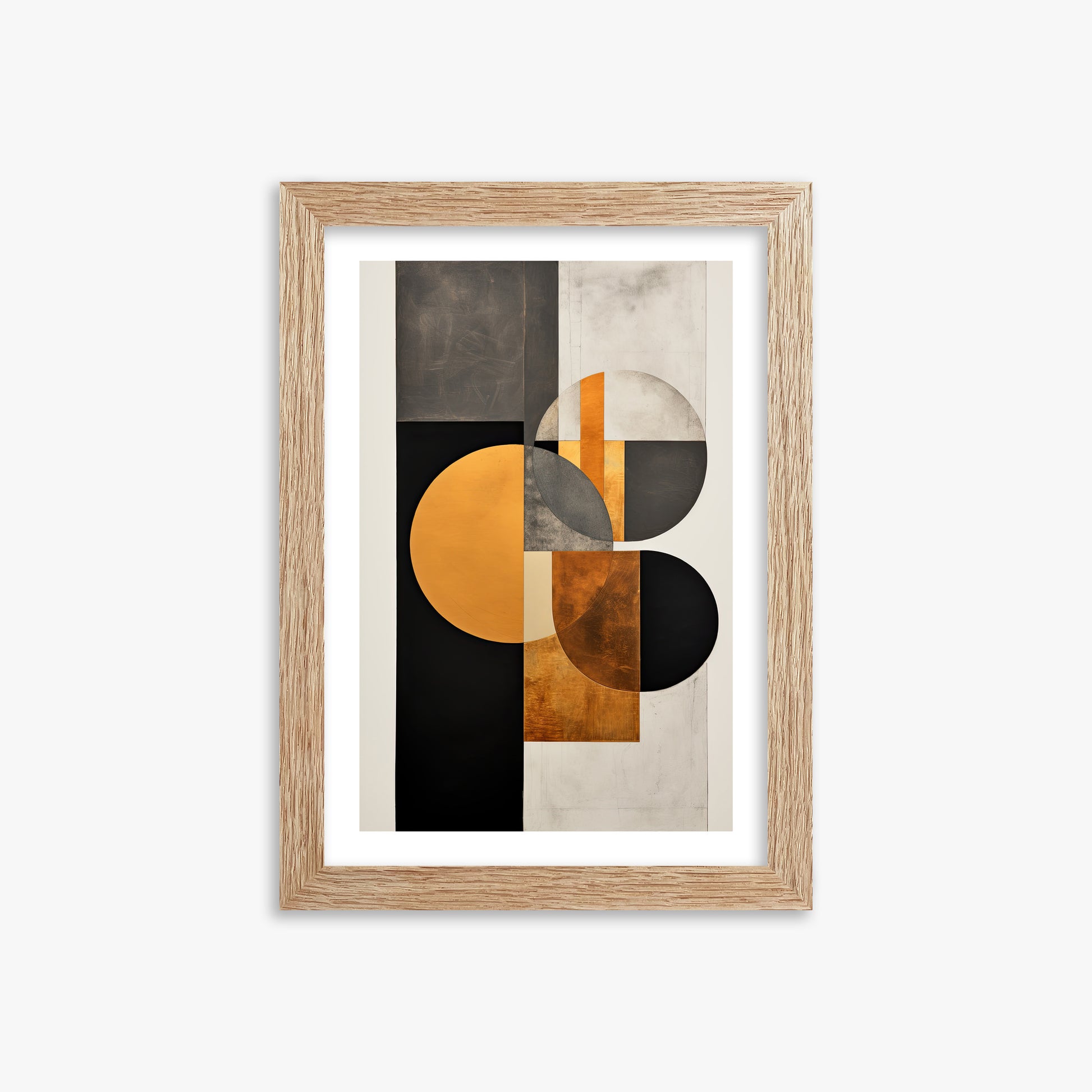 Golden Geometry, 21x30cm Framed Art Reproduction With Raw Oak Frame