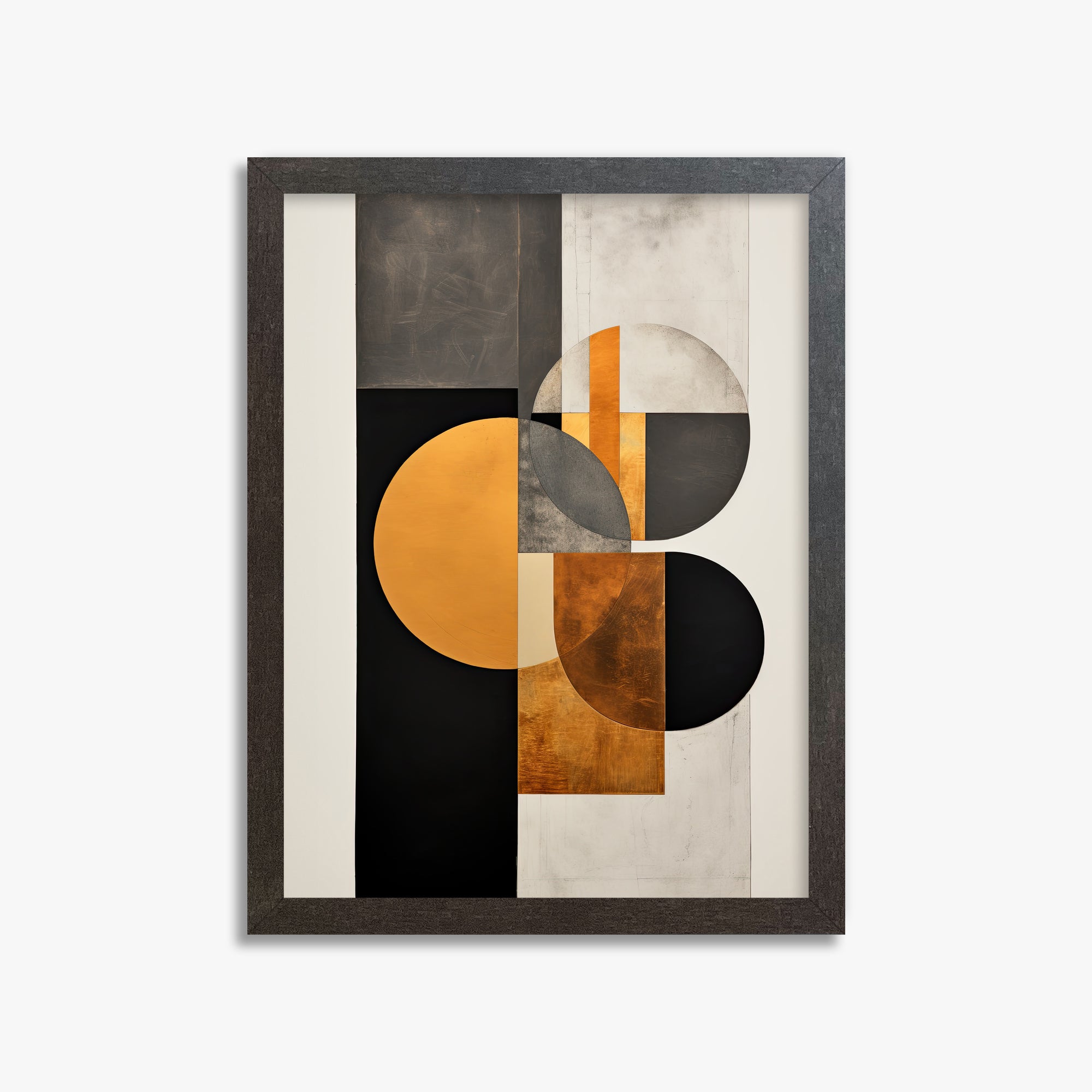 Golden Geometry, 30x40cm Framed Art Reproduction With Espresso Frame