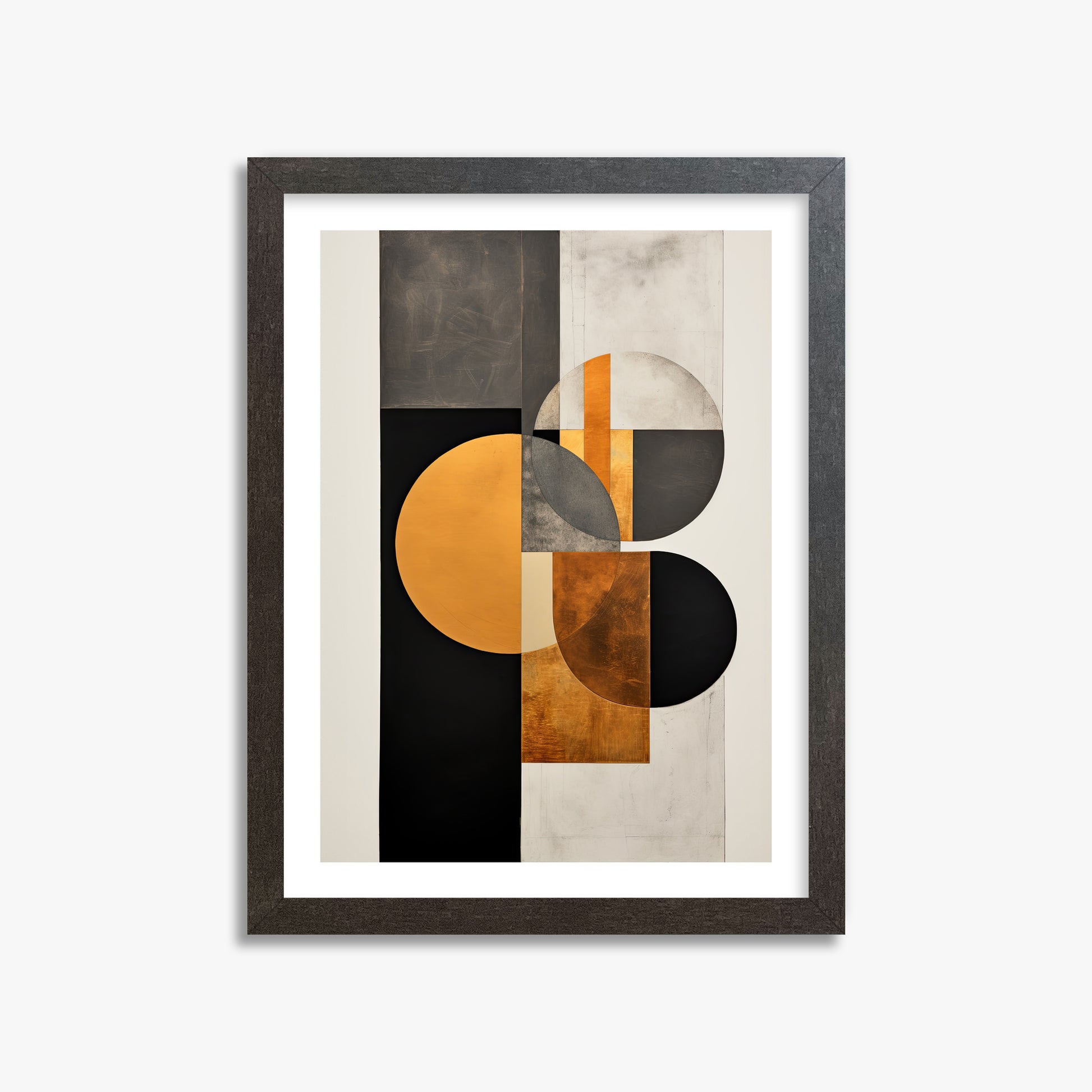 Golden Geometry, 30x40cm Framed Art Reproduction With Espresso Frame