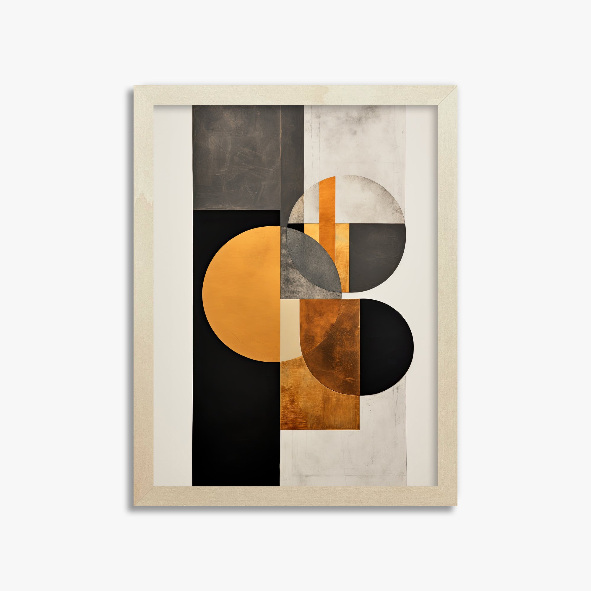 Golden Geometry, 30x40cm Framed Art Reproduction With Lime Wood Frame